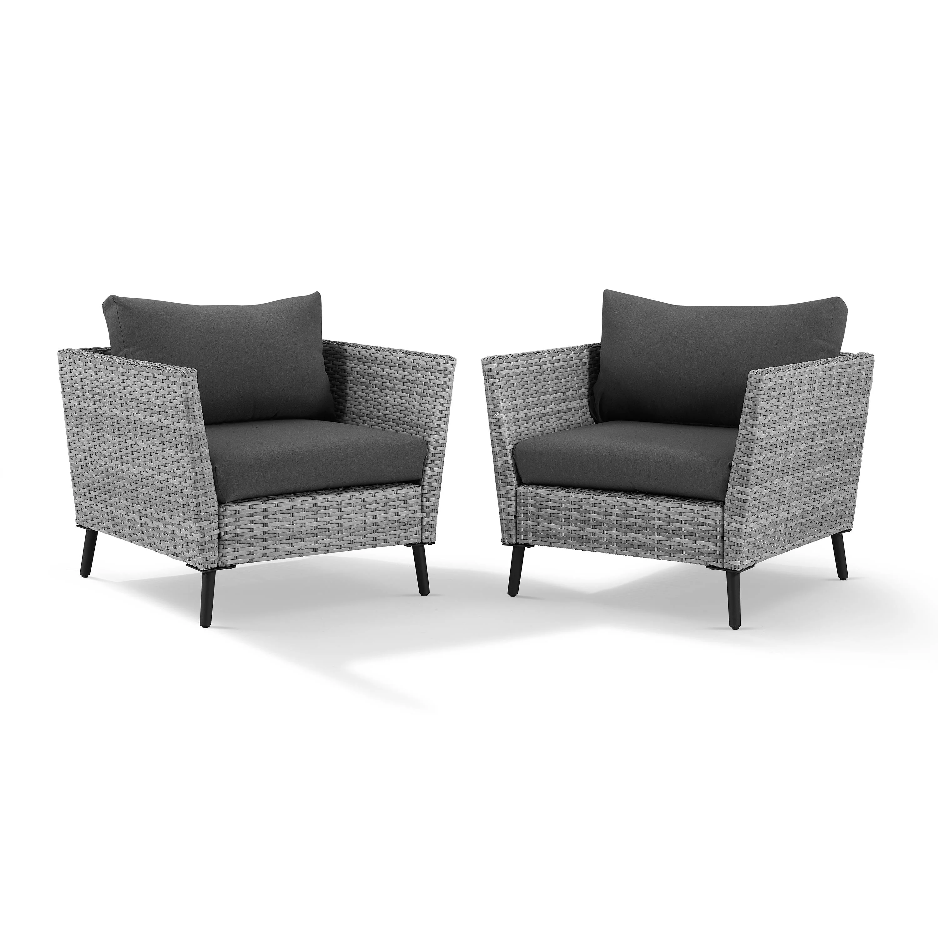 Crosley Richland Wicker Patio Arm Chair in Gray (Set of 2)