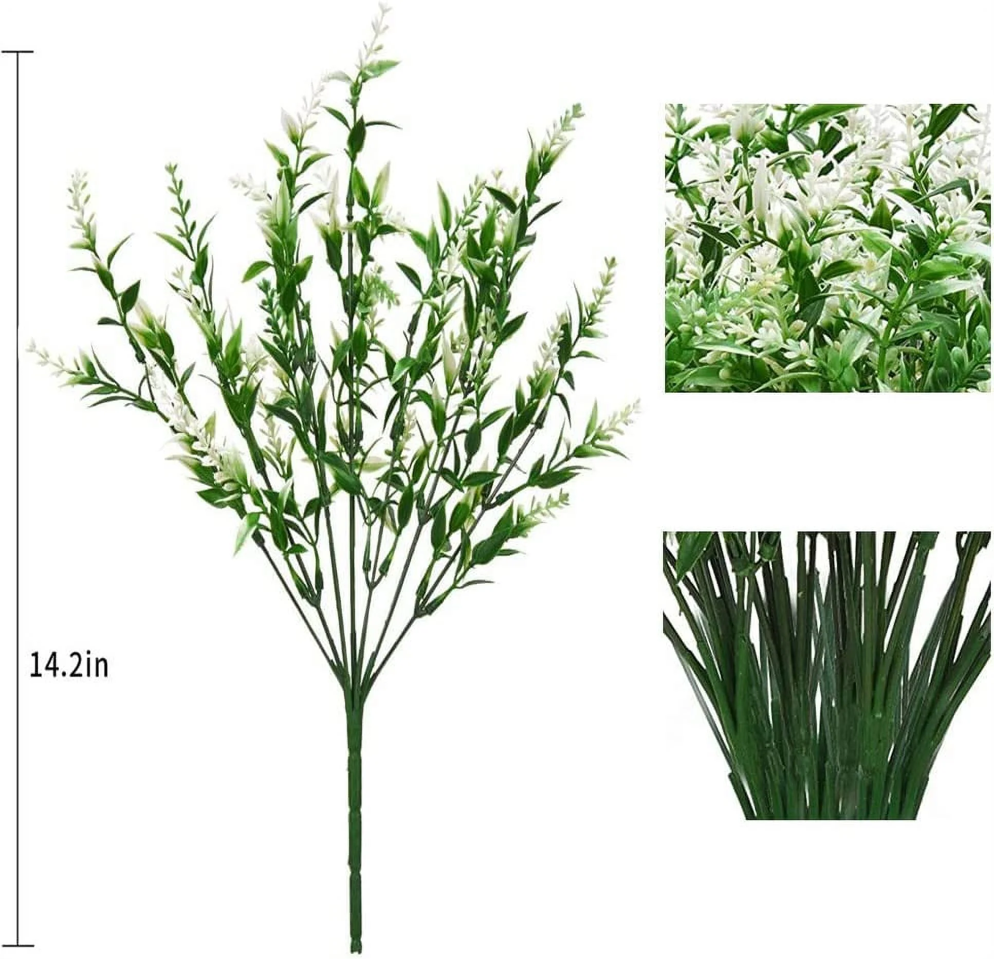 Zukuco Artificial Flowers Outdoor, 8 Bundles UV Resistant Faux Plastic Plants Fake Lavender Flowers for Outside Garden Porch Hanging Planters Window Box Decoration