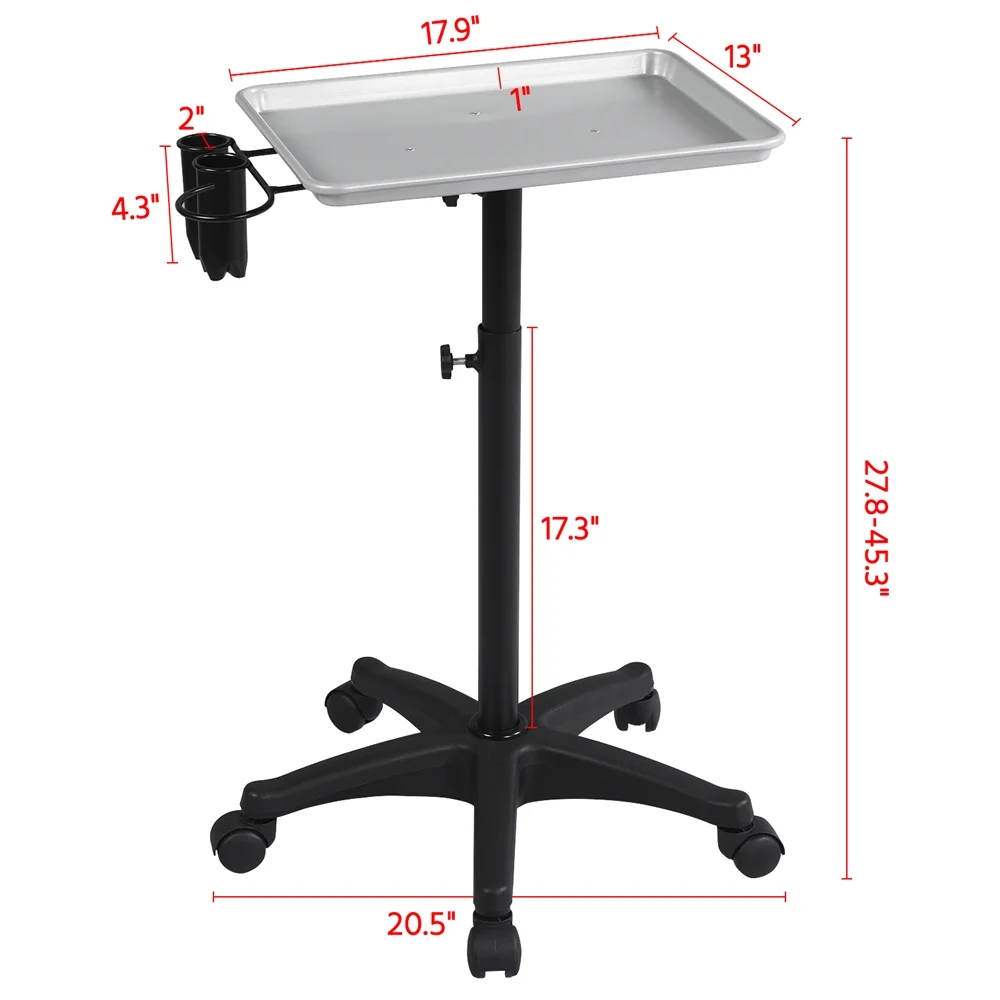 Yaheetech Professional Salon Hair Tray Rolling Trolley Cart, Silver