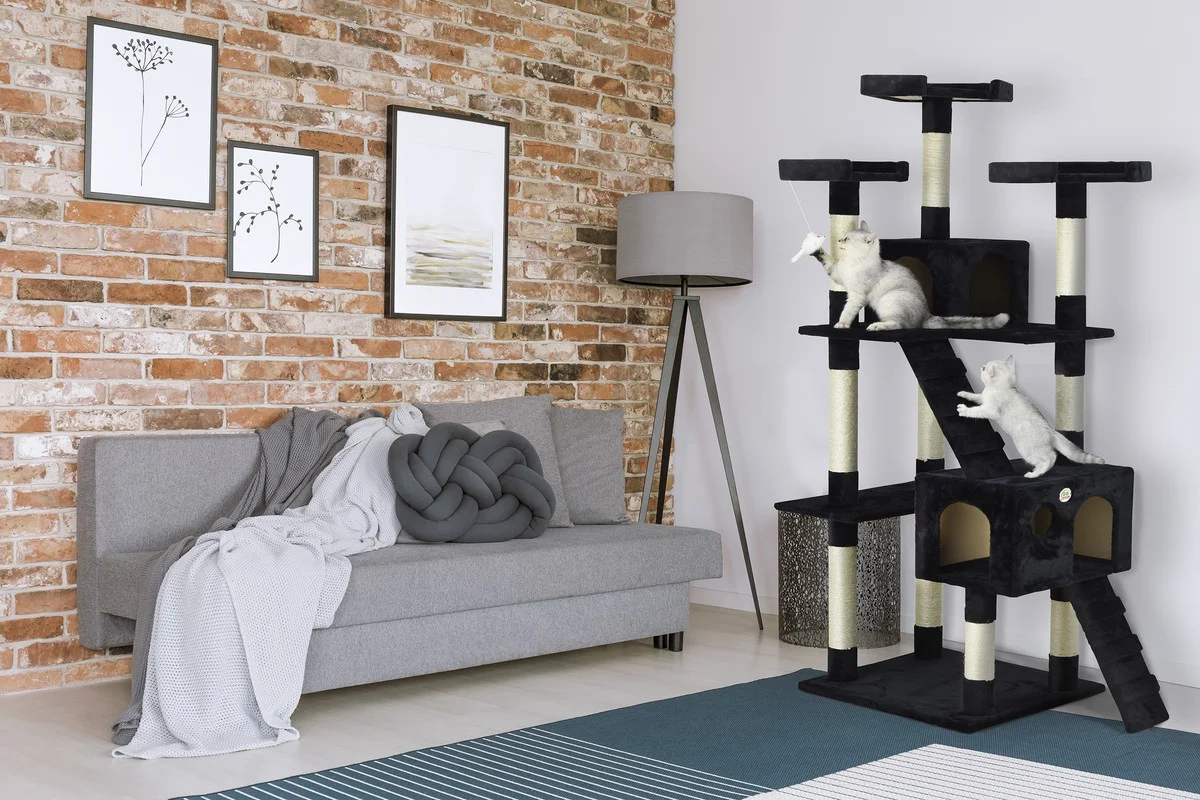 Go Pet Club 72-in Cat Tree & Condo Scratching Post Tower, Black