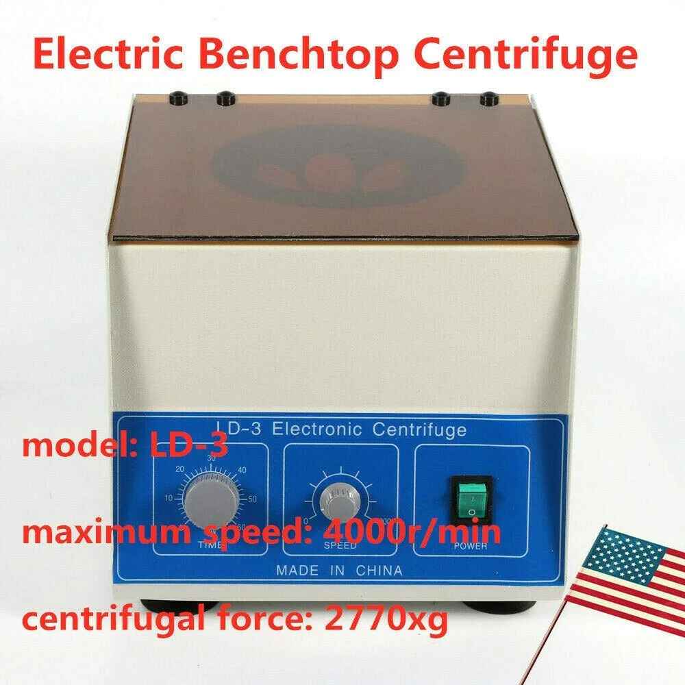 SHZICMY Electric Lab Benchtop Centrifuge LD-3 Low-Speed 4000r/min Centrifuge Machine 0-60min & 500rpm