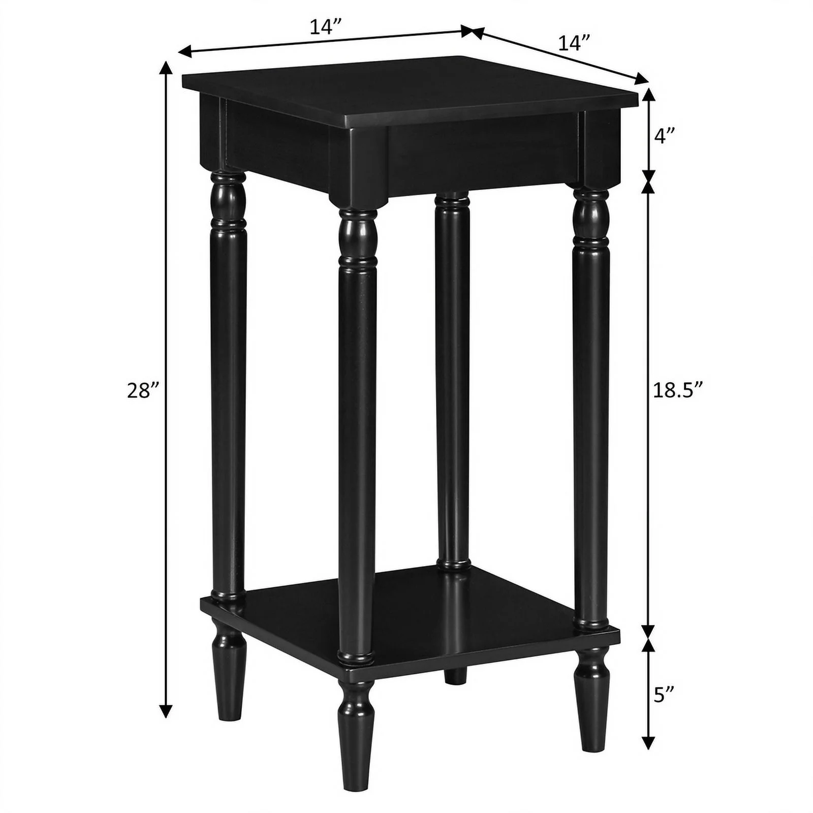 Pemberly Row Modern End Table with Shelf in Black Wood Finish
