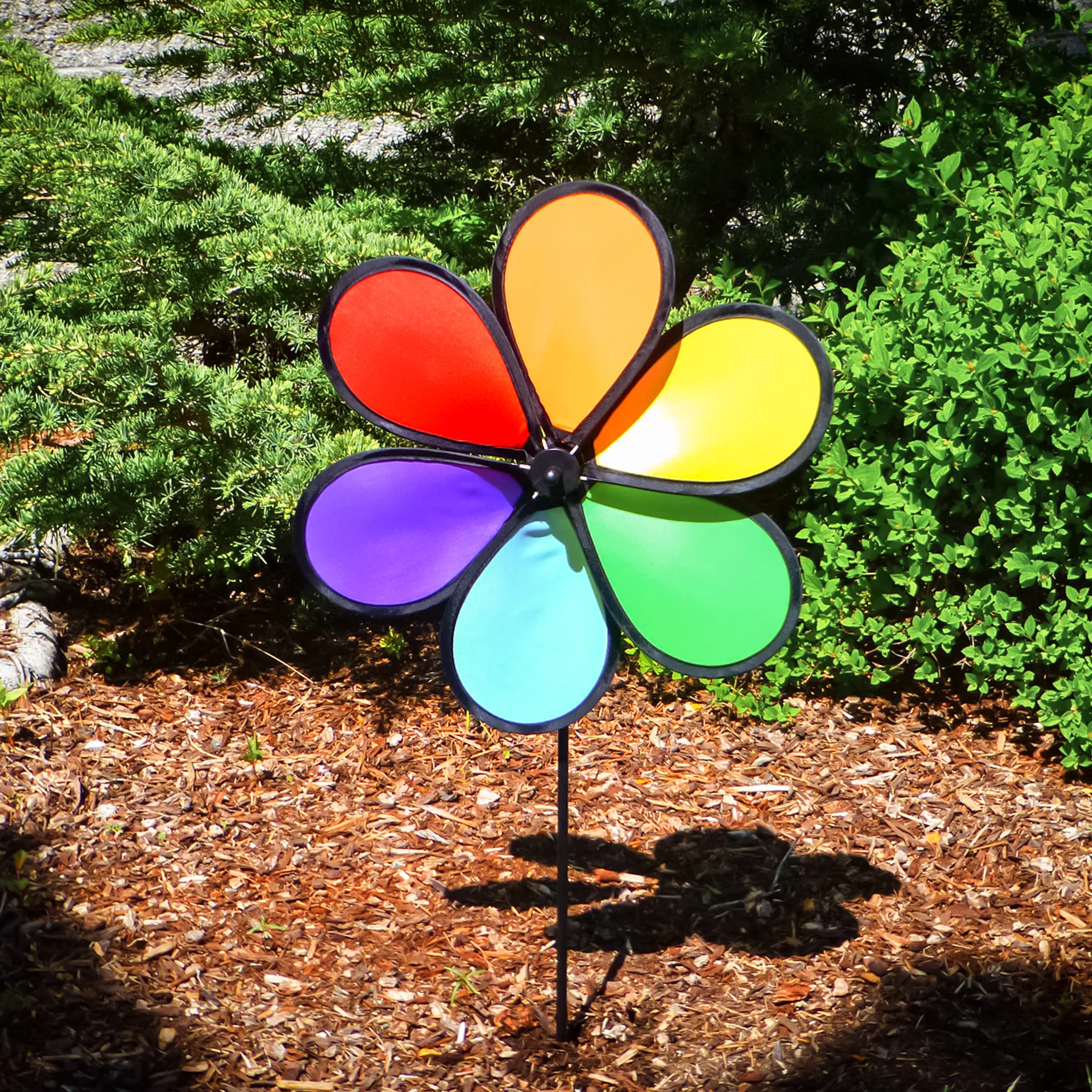 In the Breeze 2804 — Rainbow Dazy Spinner - Colorful Garden and Yard Flower Wind Spinner