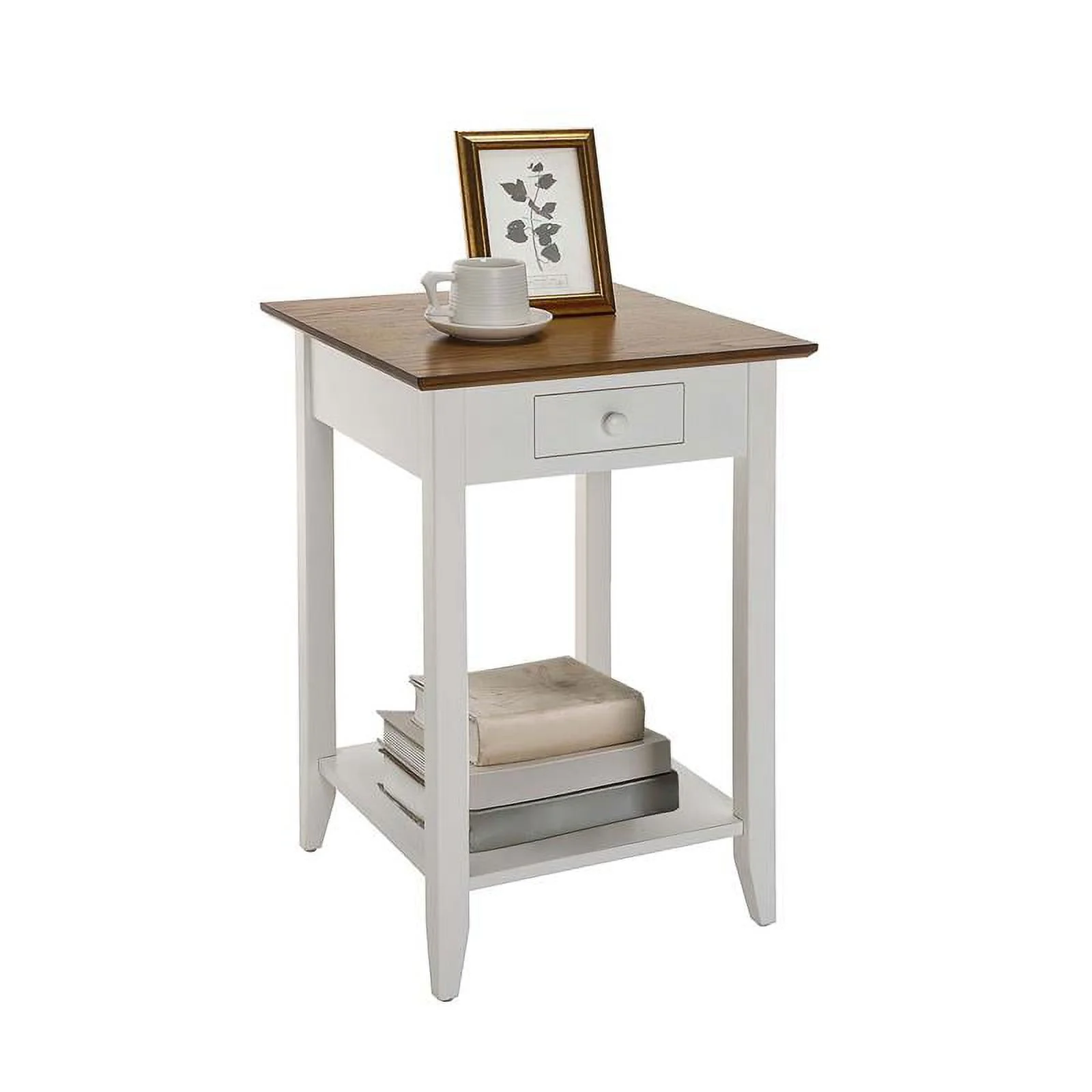 Pemberly Row One-Drawer End Table with Shelf in White Wood Finish