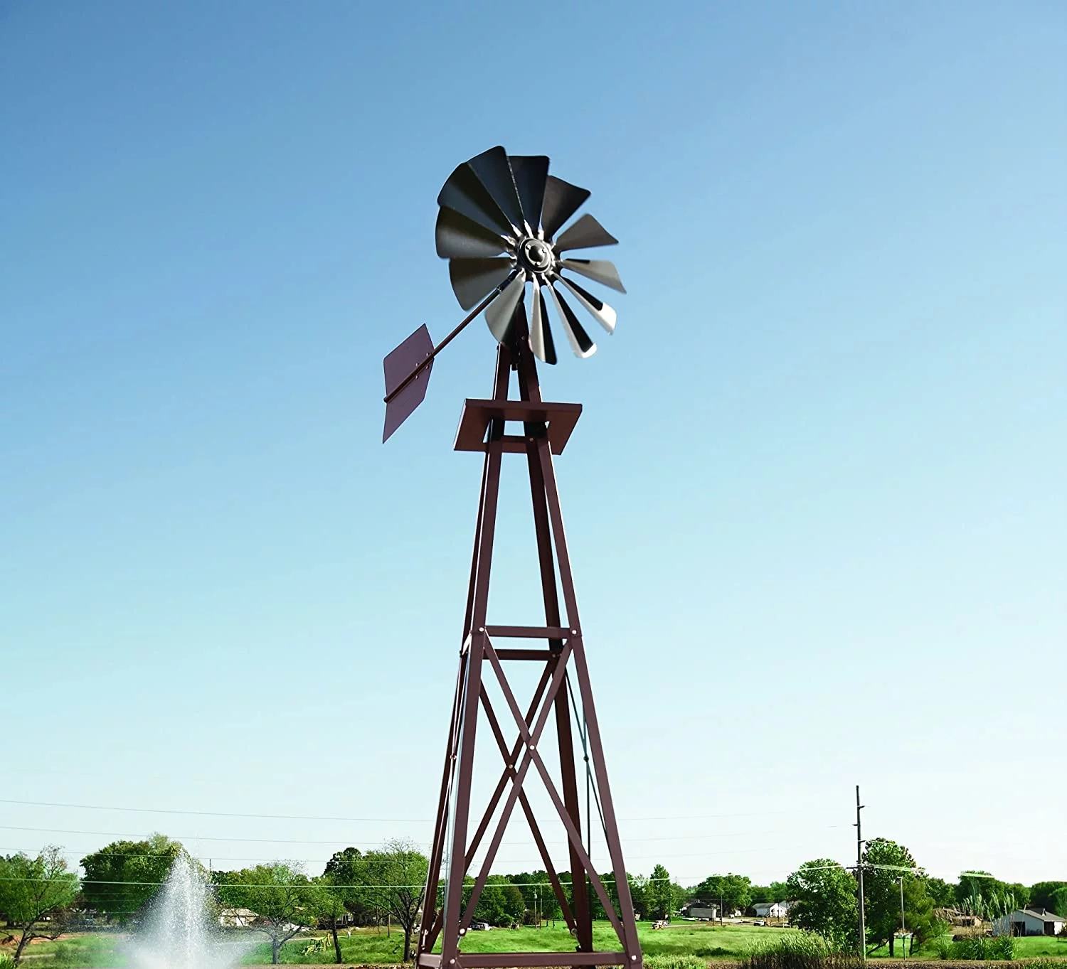 Decorative Bronze Powder Coated Metal Backyard Windmill