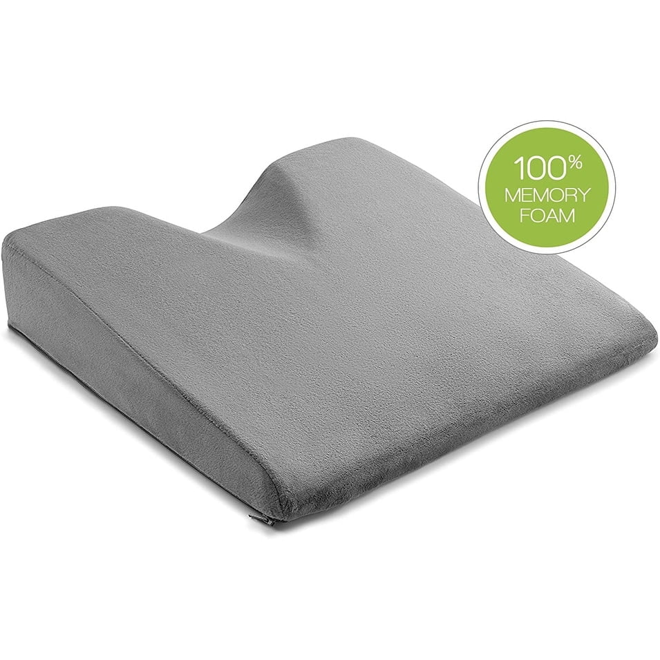 ComfySure  Car Seat Wedge Pillow - Memory Foam Firm Cushion-Pain Relief Grey