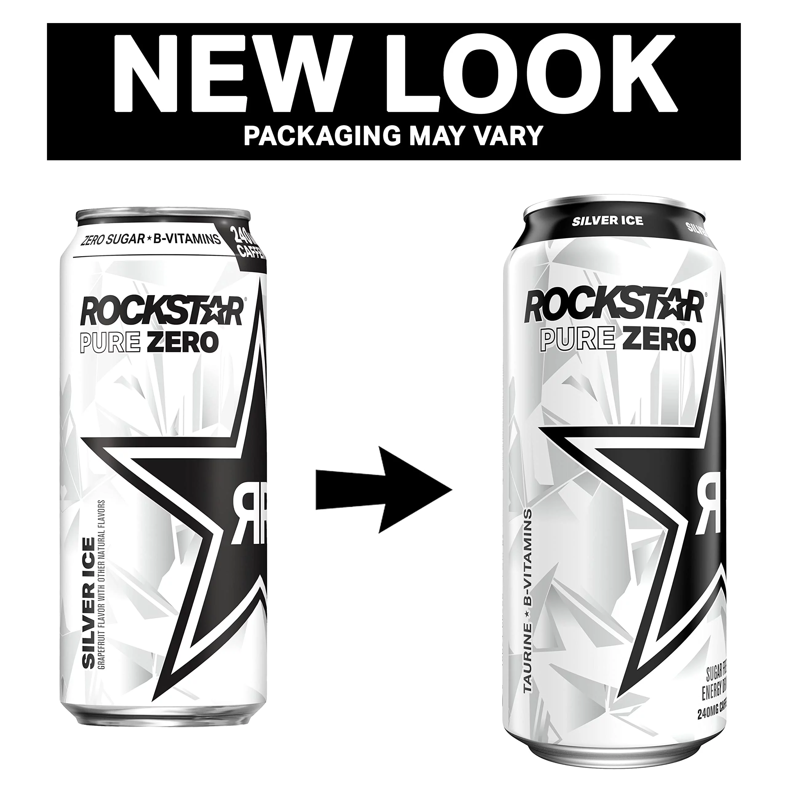 Rockstar Pure Zero Energy Drink, Orange, 0 Sugar, With Caffeine And Taurine, 16Oz Cans (12 Pack) (Packaging May Vary)