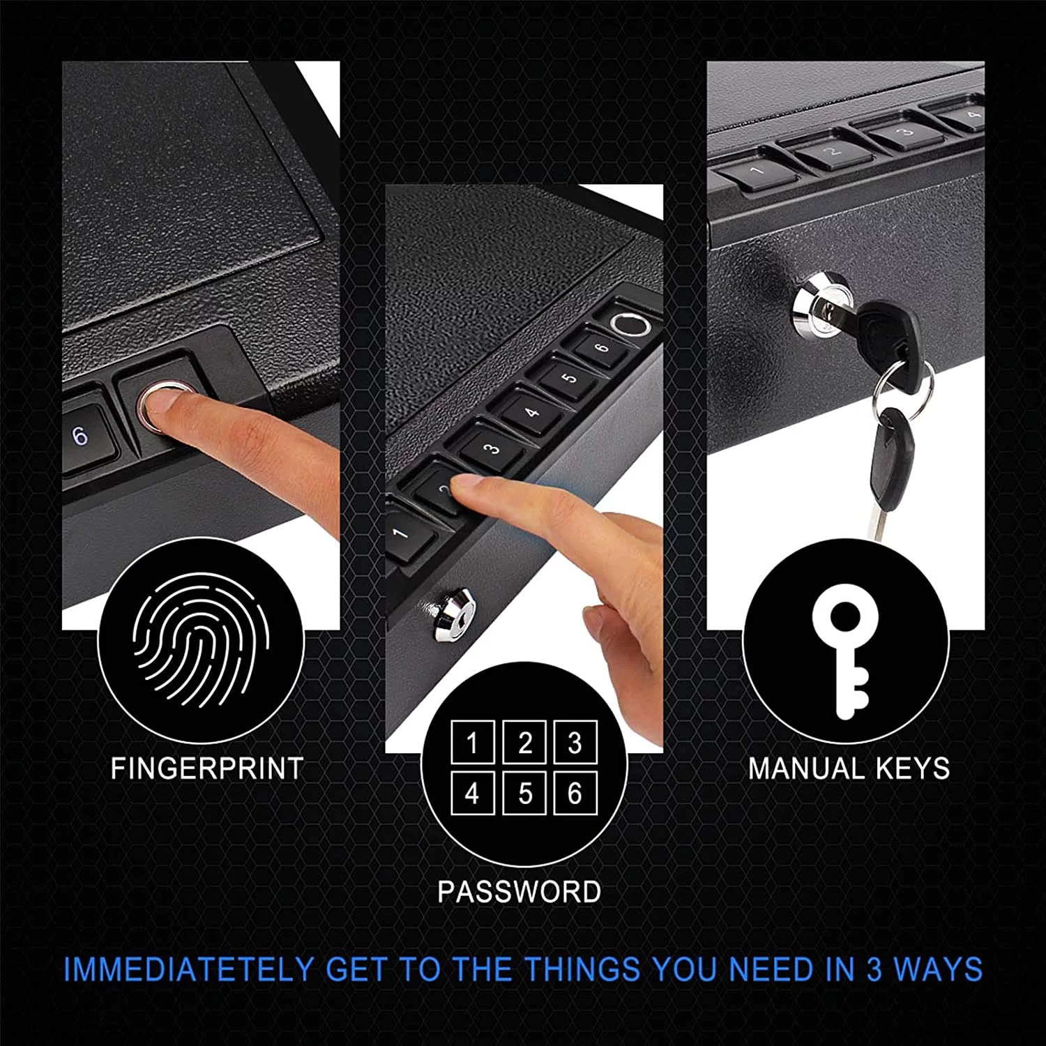 Biometric Gun Safe for Pistols, Quick Access Handgun Safe for Home, Fingerprint Hand Gun Safe Firearm Case Box - Upgraded Biometric/Keypad/Key Access,Silent Mode