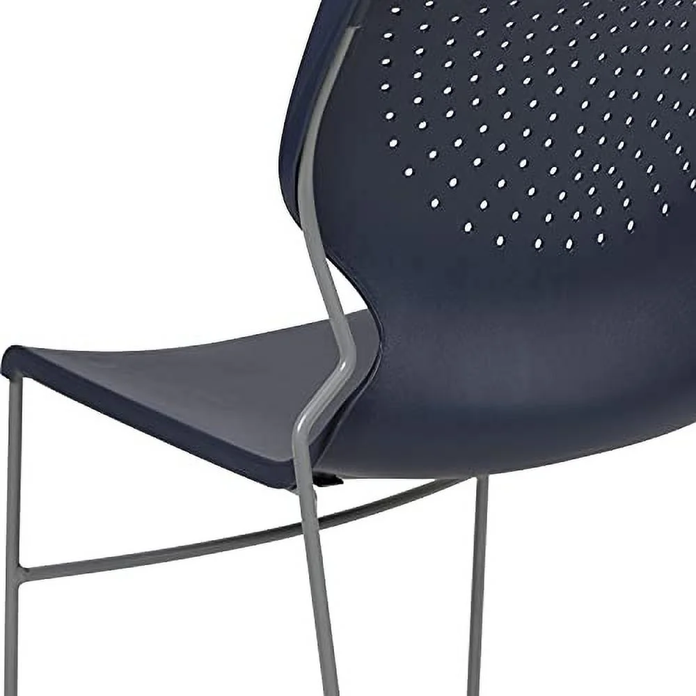 EMMA + OLIVER Home and Office Navy Full Back Stack Chair with Gray Frame - Guest Chair