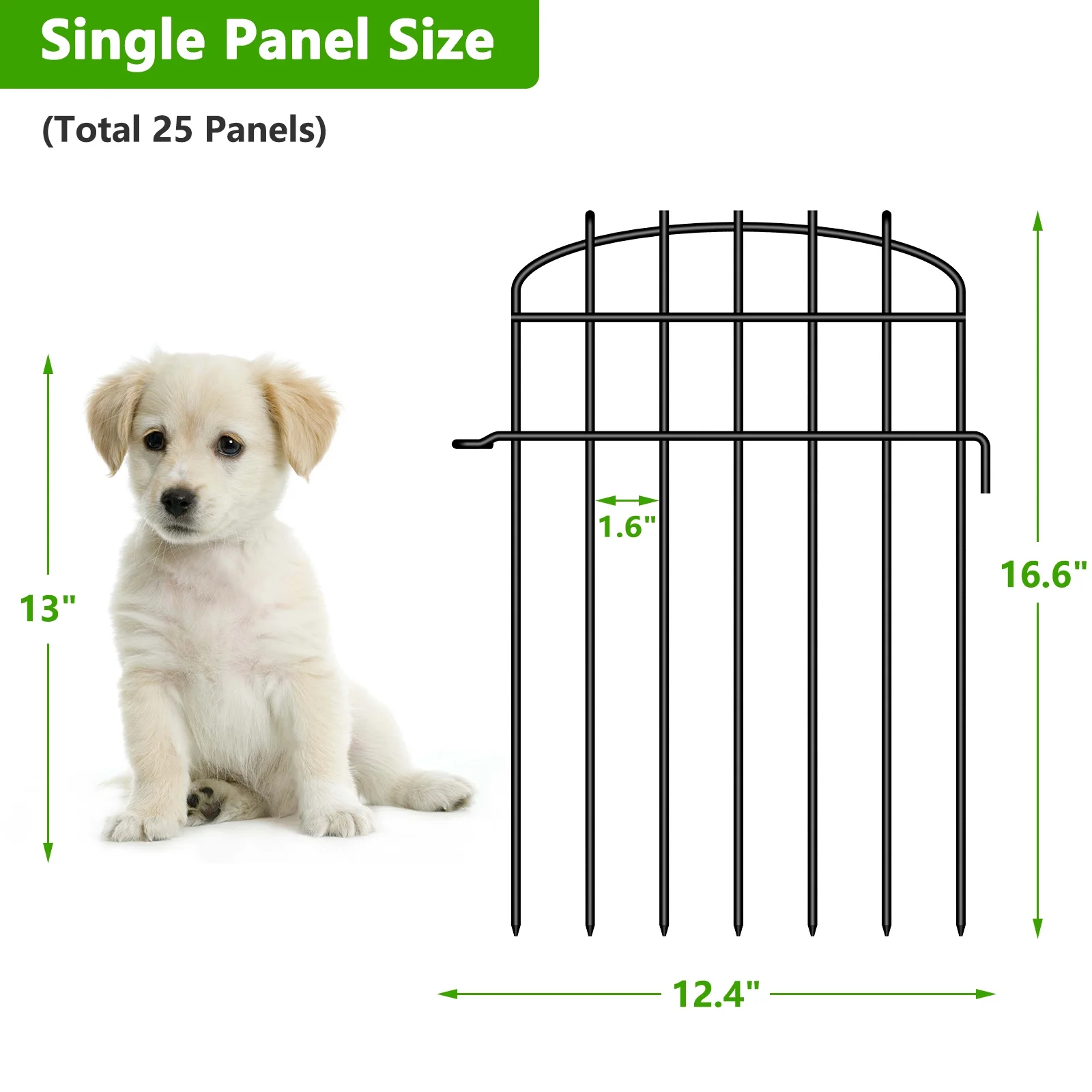 Curved No-Dig Decorative Garden Fence Animal Barrier, Outdoor 16.6 