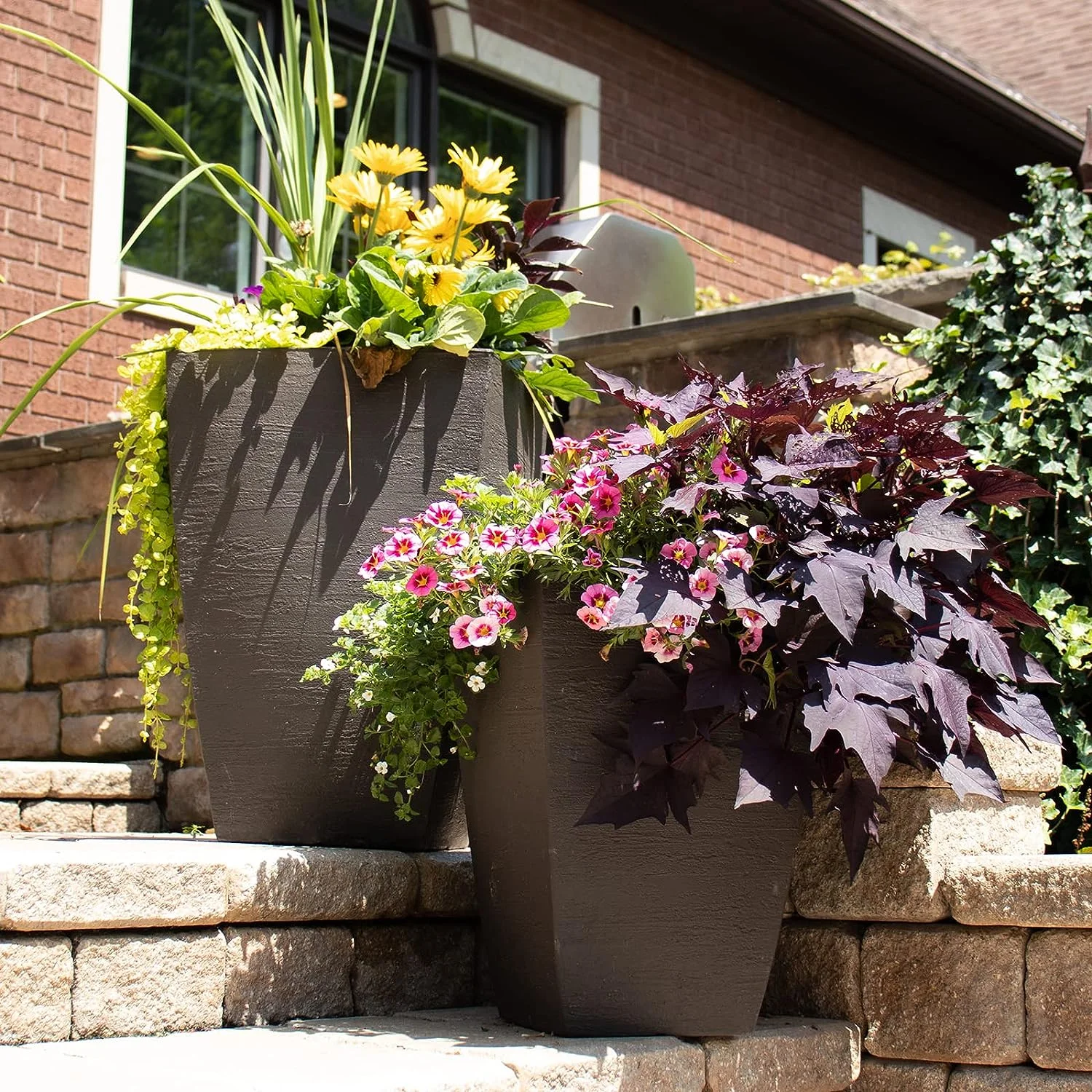 MSQT19SL Modern Square Garden Planter, 19-Inch, Slate