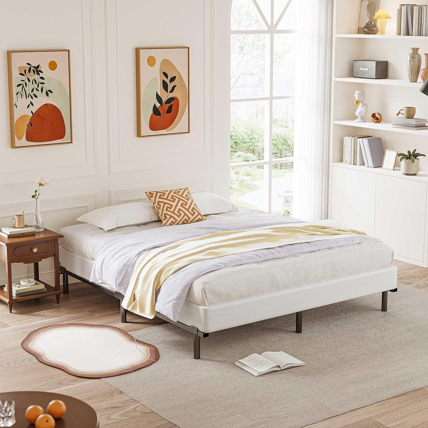 YILAN Box Spring King，5 Inch Metal Box-Spring Only, Mattress Foundation, Heavy Duty Structure with Fabric Cover Metal Frame, Noise Free, Non-Slip, Easy Assembly