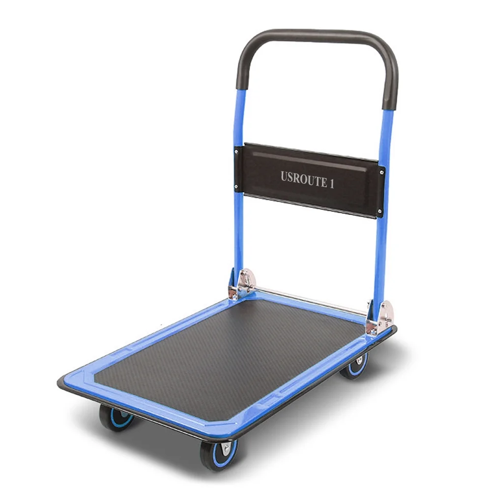 USROUTE 1 Cart, Flatform Cart 300 lb Capacity 4 Wheel Folding Cart