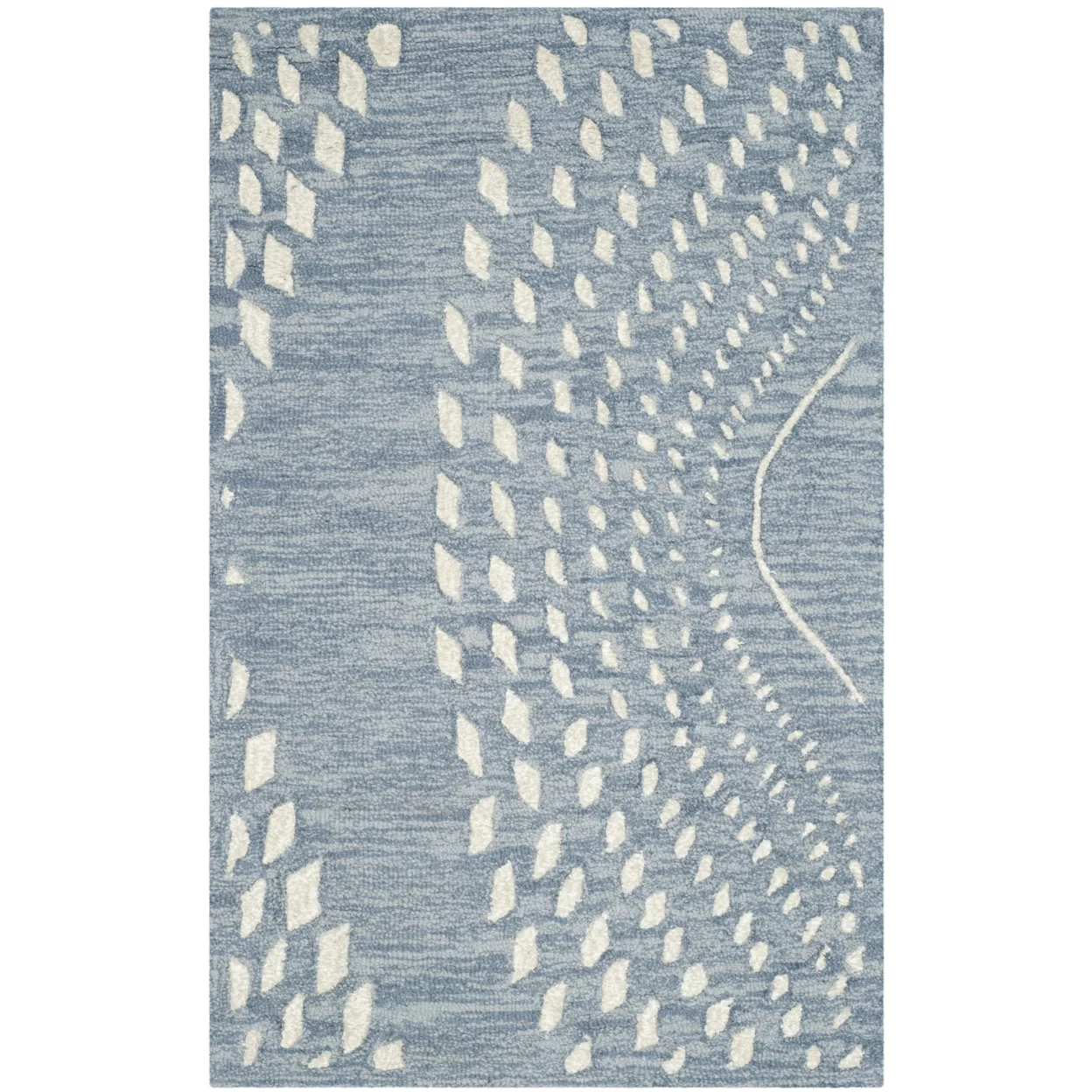 SAFAVIEH Bella Elisie Abstract Floral Leaf Wool Area Rug, Blue/Ivory, 2'6