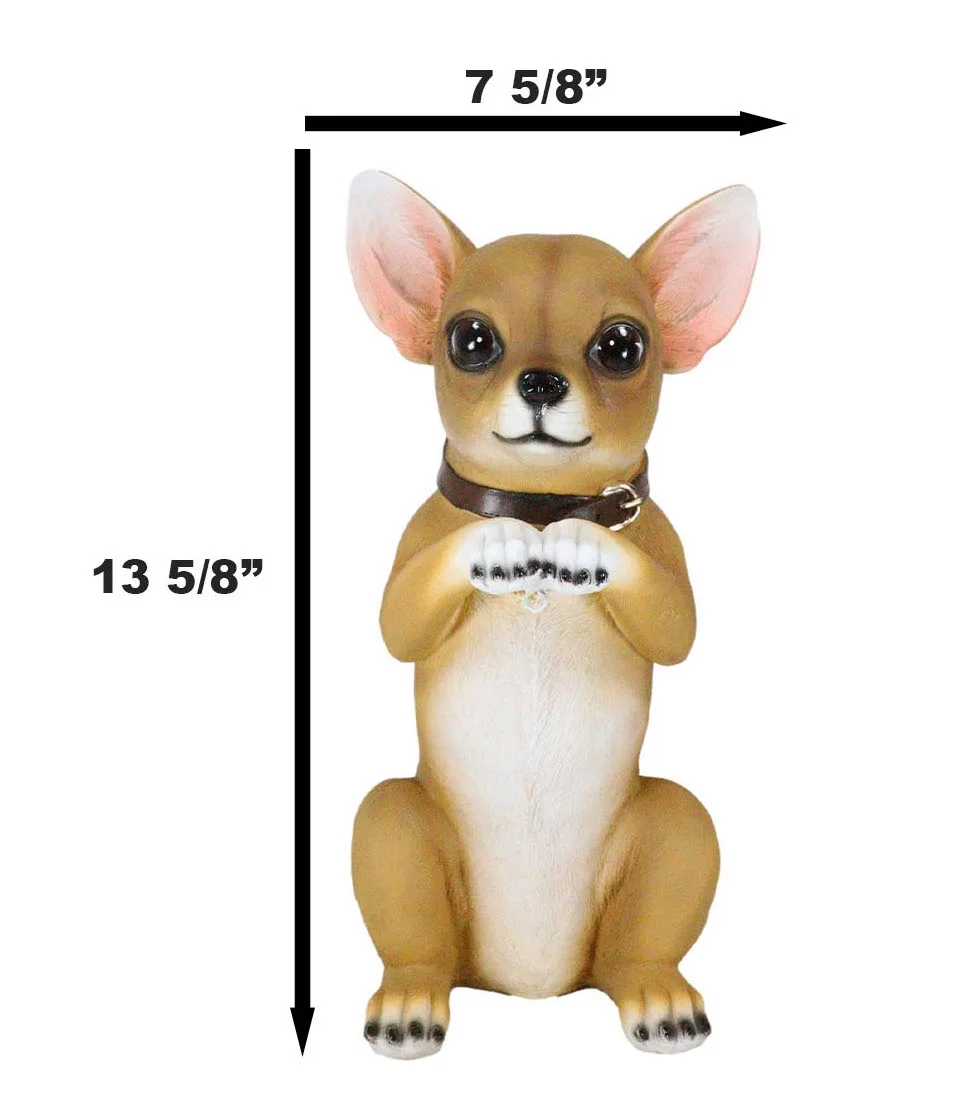 Ebros Gift Chihuahua Dog On Two Legs Statue with Solar LED Lantern Lamp 14