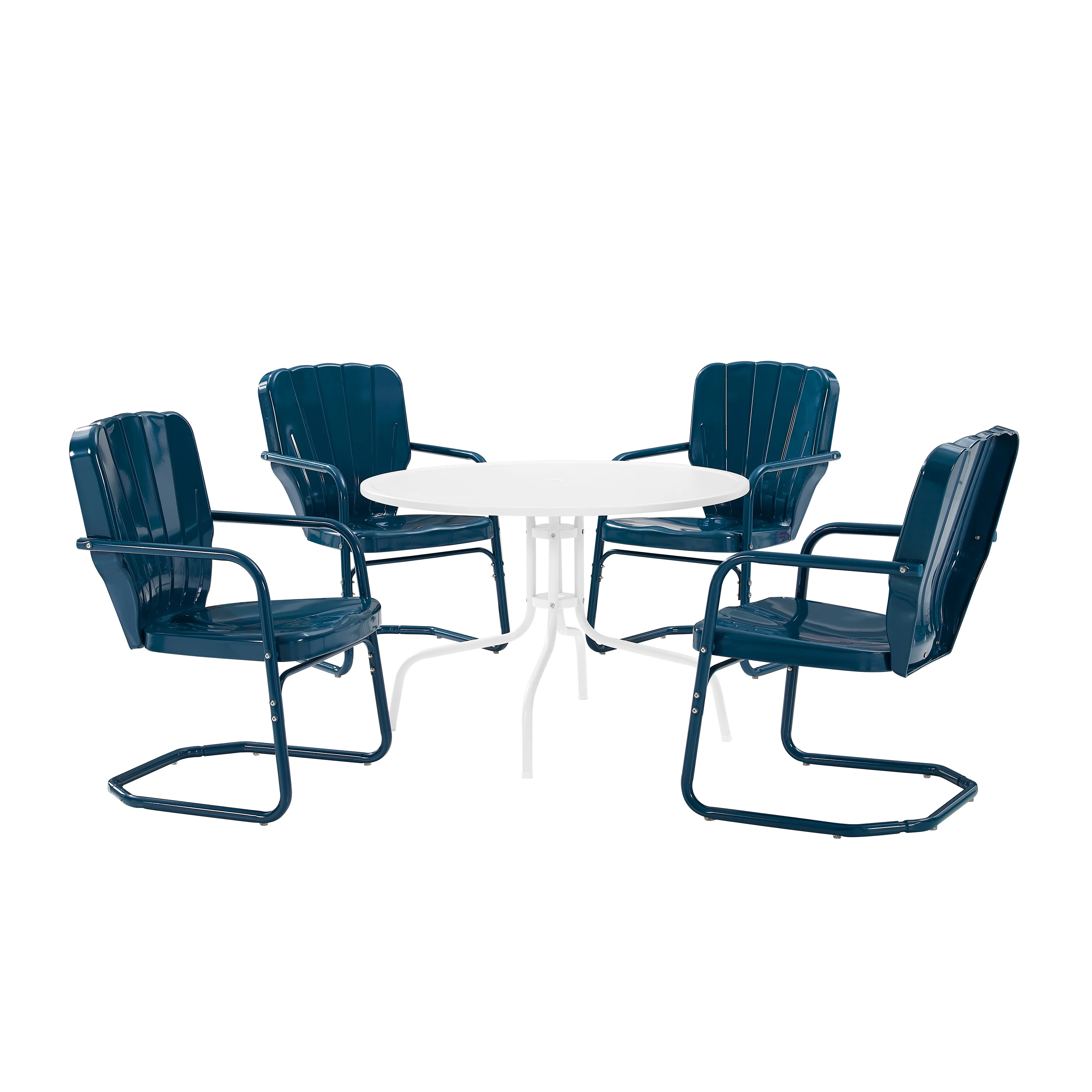 Crosley Furniture Ridgeland 5 Piece Metal Outdoor Dining Set in Navy Gloss