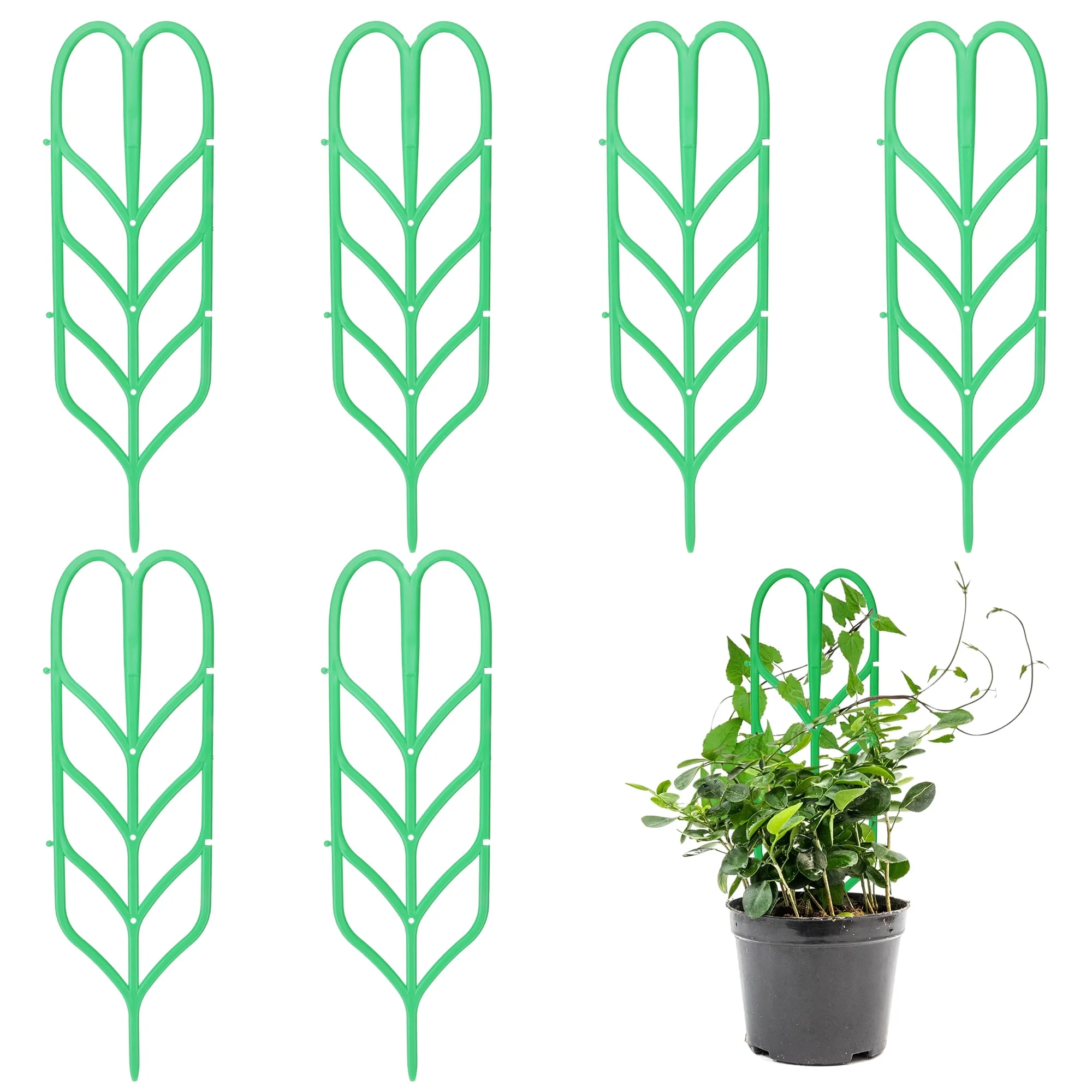 EEEkit 6pcs Trellis for Potted Plants, Garden Climbing Plant Supports, Plastic, Green