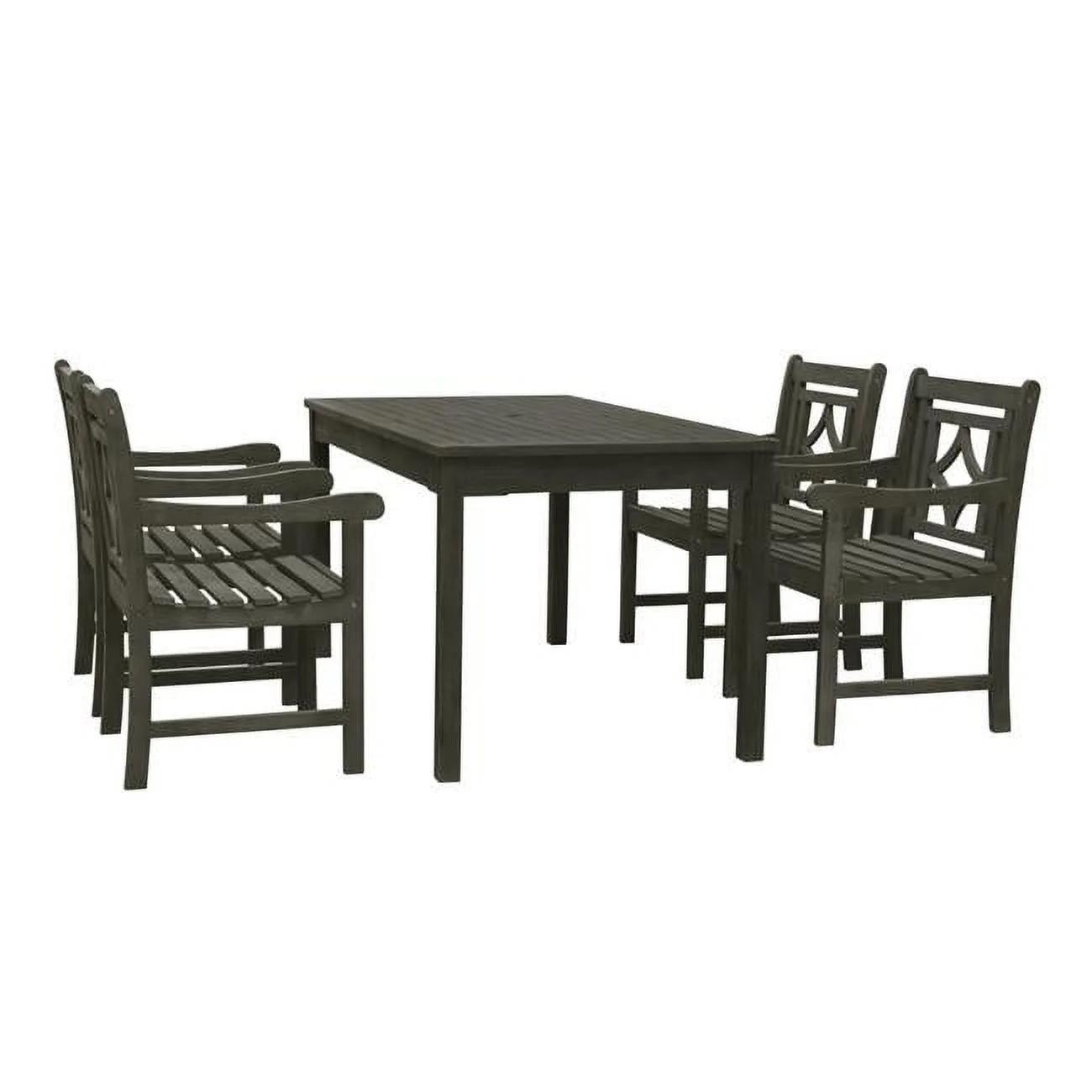 Renaissance Outdoor 5-piece Wood Patio Rectangular Table Dining Set