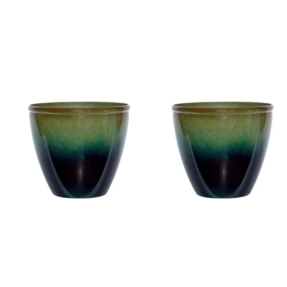Suncast Seneca 16 Inch Decorative Resin Flower Planter Pot, Green/Blue (8 Pack)