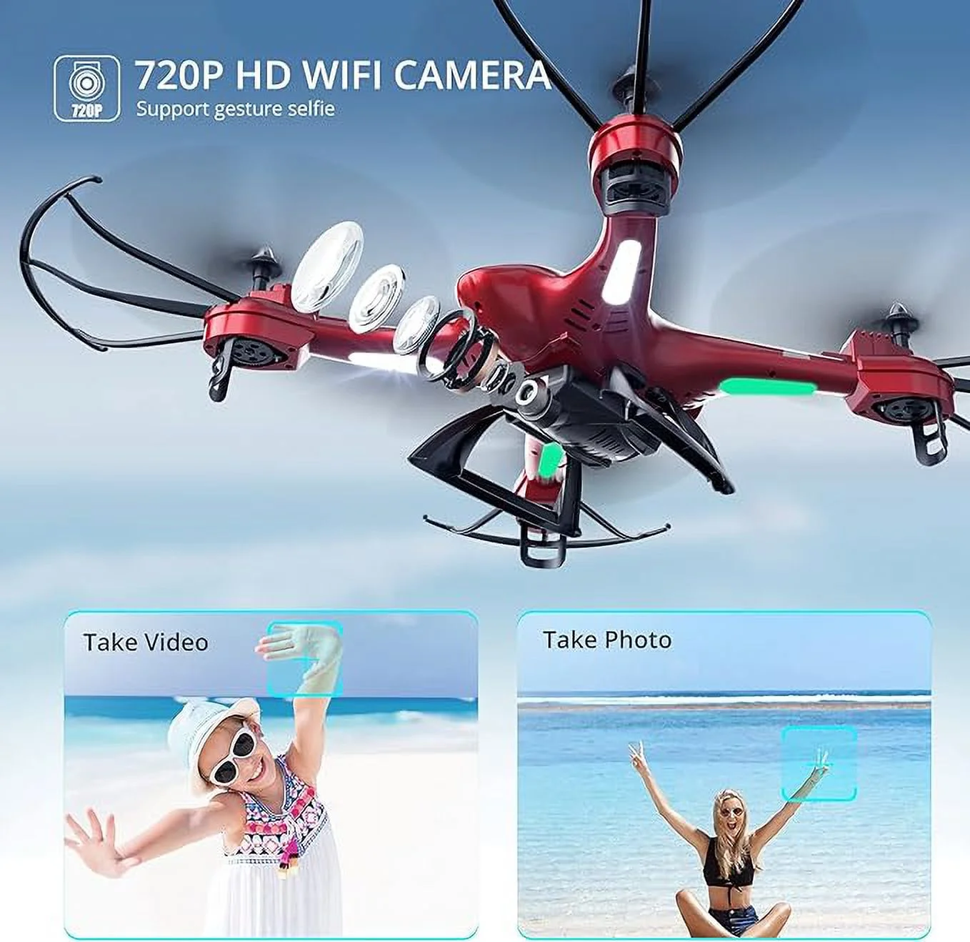 Open Box Holy Stone HS200 FPV Drone 720P HD Live Video HS200 - Red