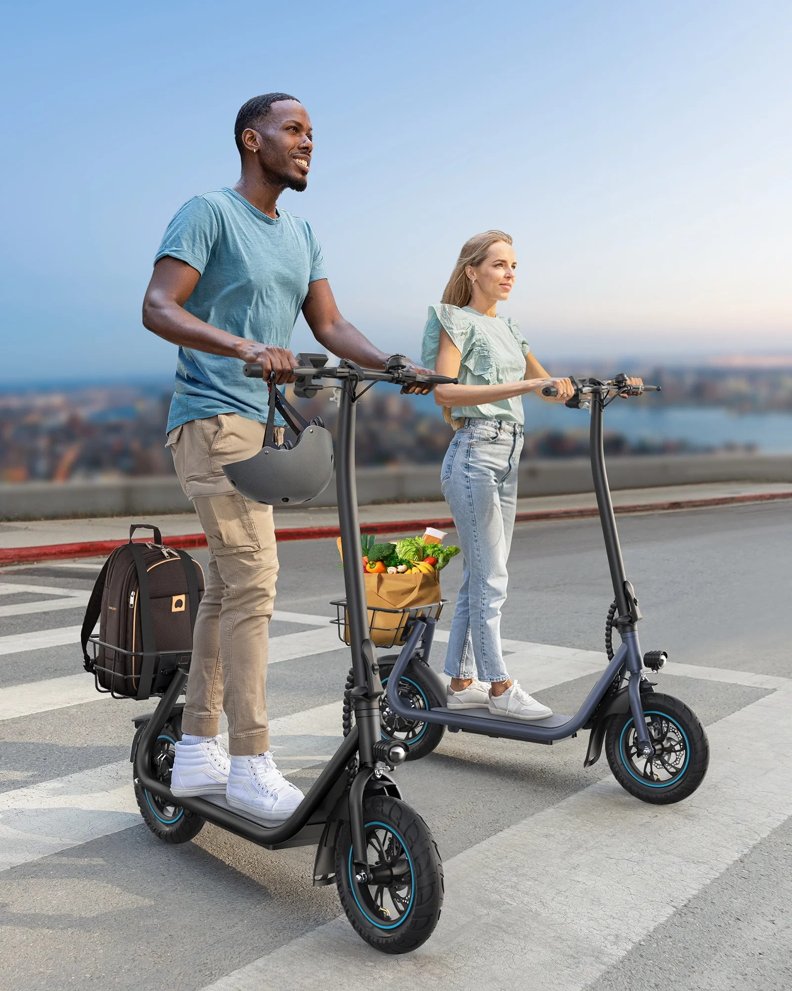 Athletgo X2 550W Electric Scooter with Rear Basket, 12'' Commuter Electric-Black