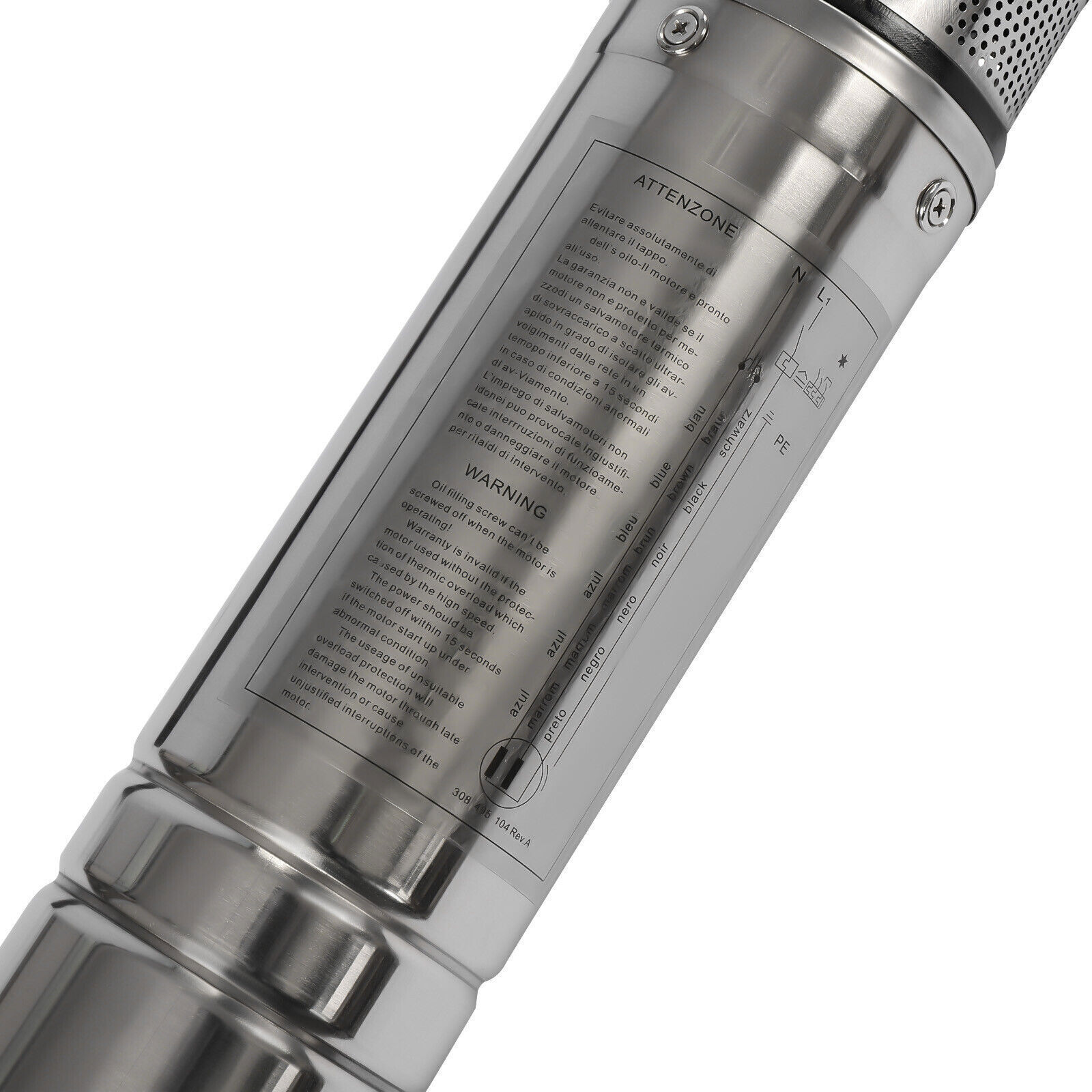 1/2HP 16GPM Submersible Pump,110V Stainless Steel 0.37KW,0.5HP Deep Well Pump 4SDM3/5 Silver Stainless Steel