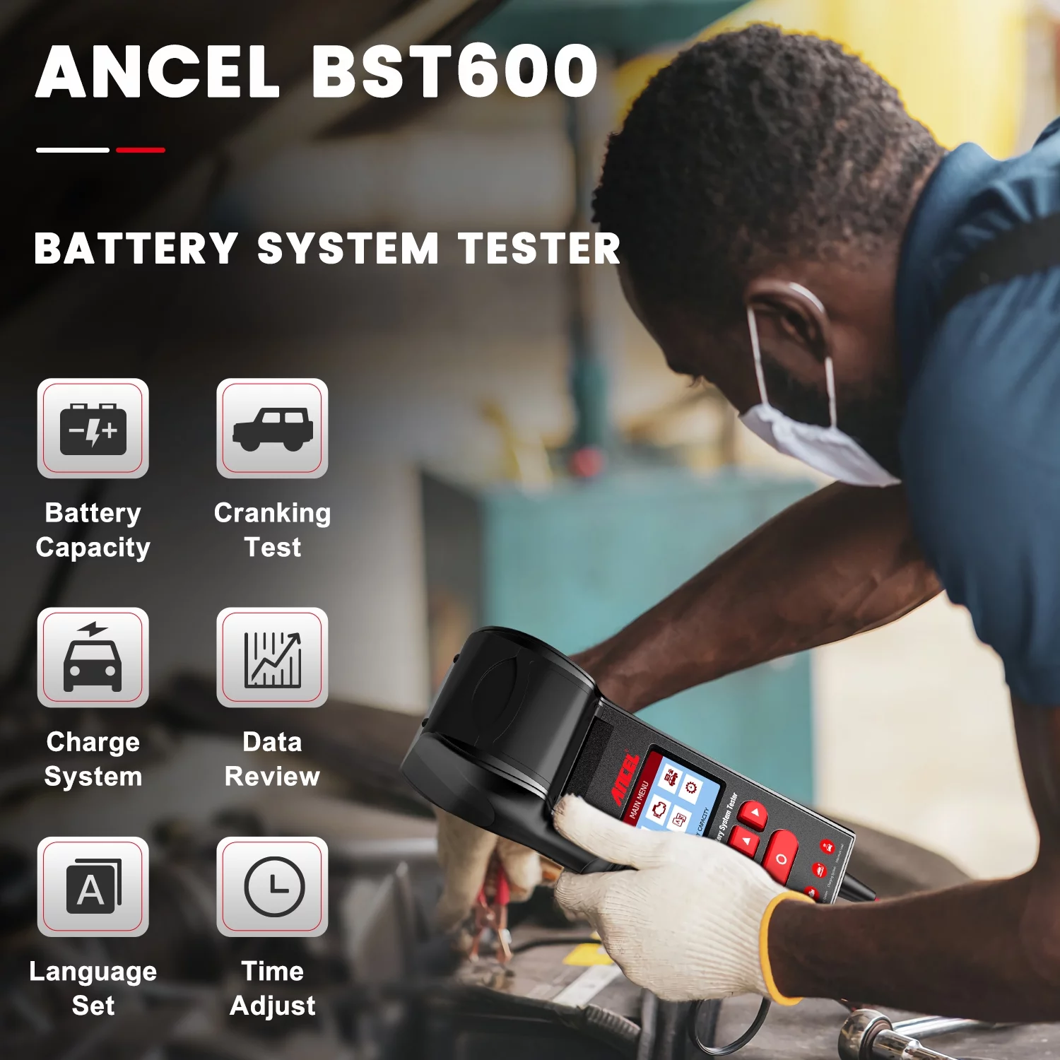 Ancel BST600 Battery Teaster for 12V 24V Bettery Scanner  Cranking Test Data Review Charging Test 100-2000 CCA Automotive Battery Load Tester (Free Thermal Paper) )