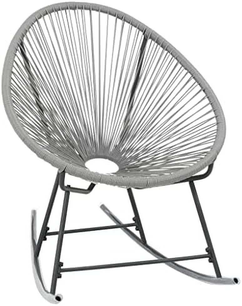 HYHBIBOOM Outdoor Rocking  Chair - Weather-Resistant Gray Poly Rattan Chair with Powder-Coated Steel Frame - Comfortable Seating for Patio and Garden Use