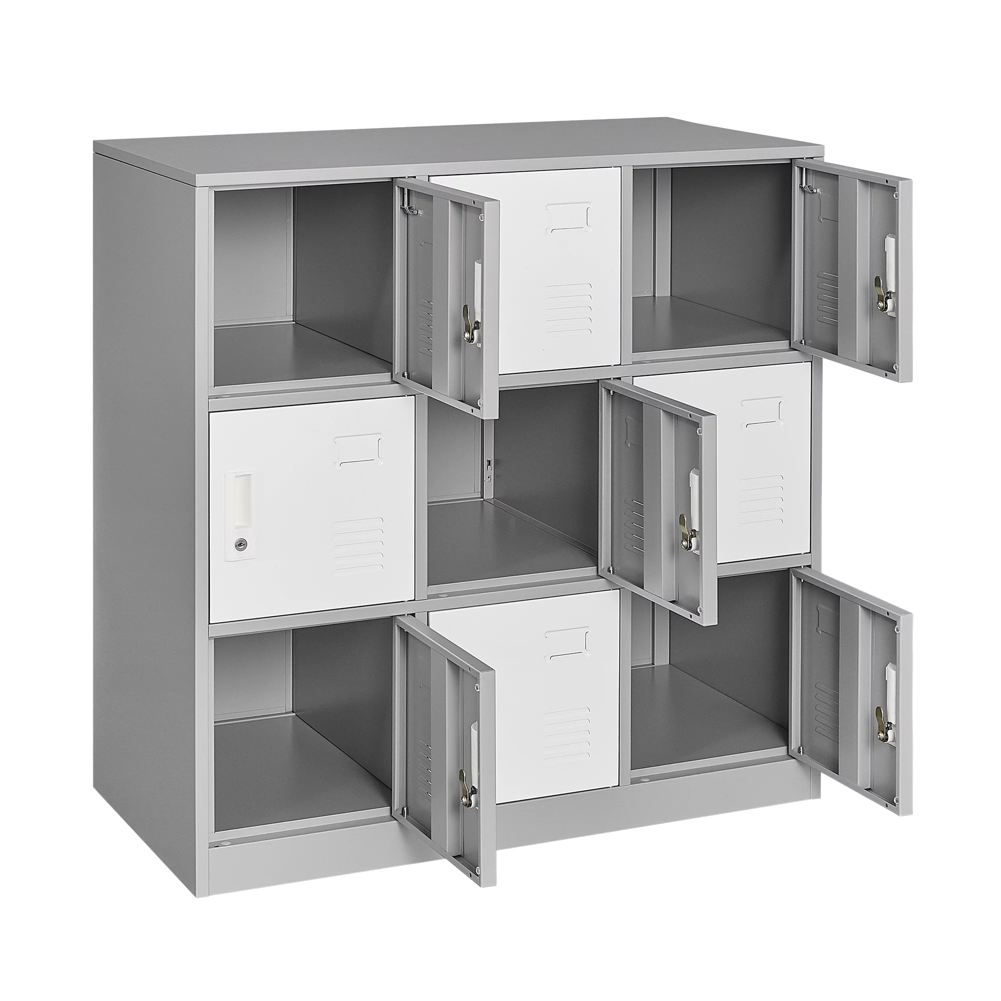 Ouyessir 9 Doors Metal Locker Employees Storage Cabinet with Card Slot and Locks for Office, Home, Bank, School, Gym