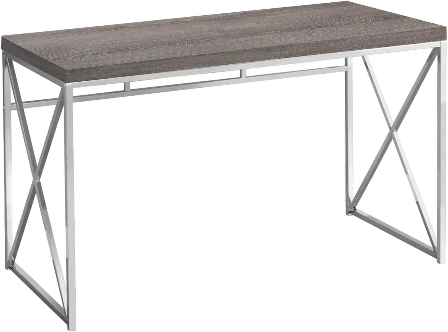 7204 Computer Desk, Home Office, Laptop, Work, Metal, Laminate, Brown, Chrome, Contemporary, Modern Desk-48 L Dark Taupe, 47.25