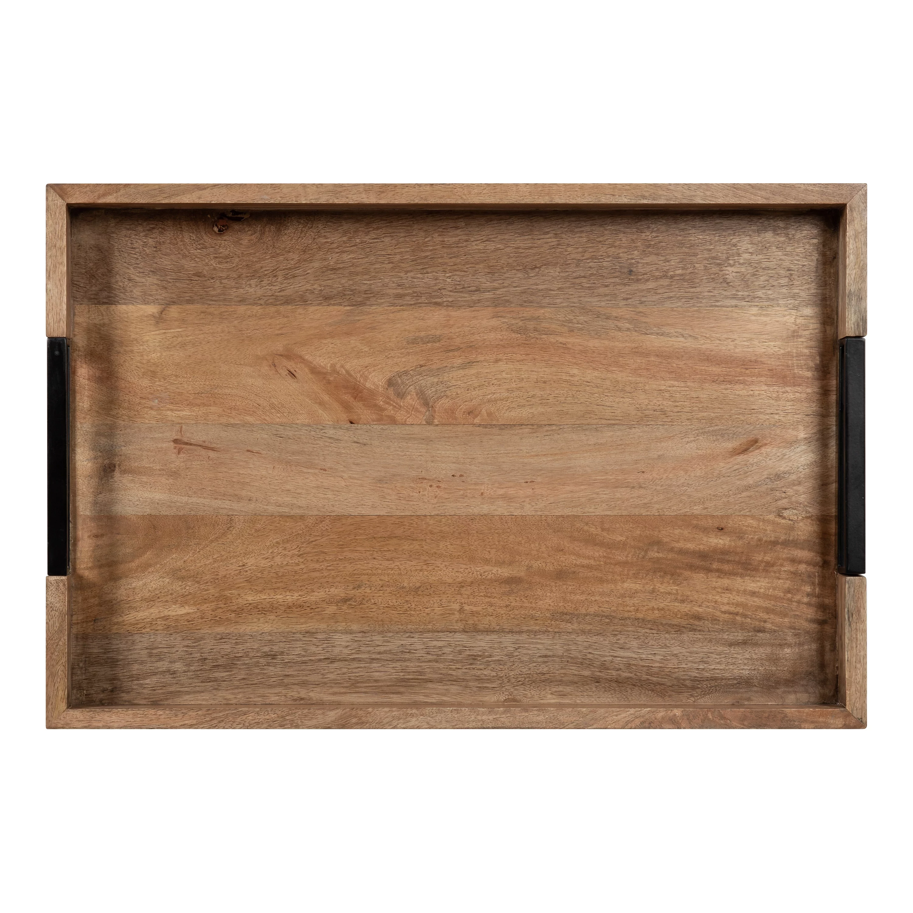 Kate and Laurel Heller Wood and Metal Tray Table, Natural/Black 24x16x30