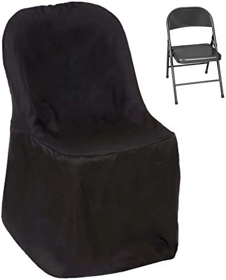 Black Folding Chair Cover-Round-Pack of 5
