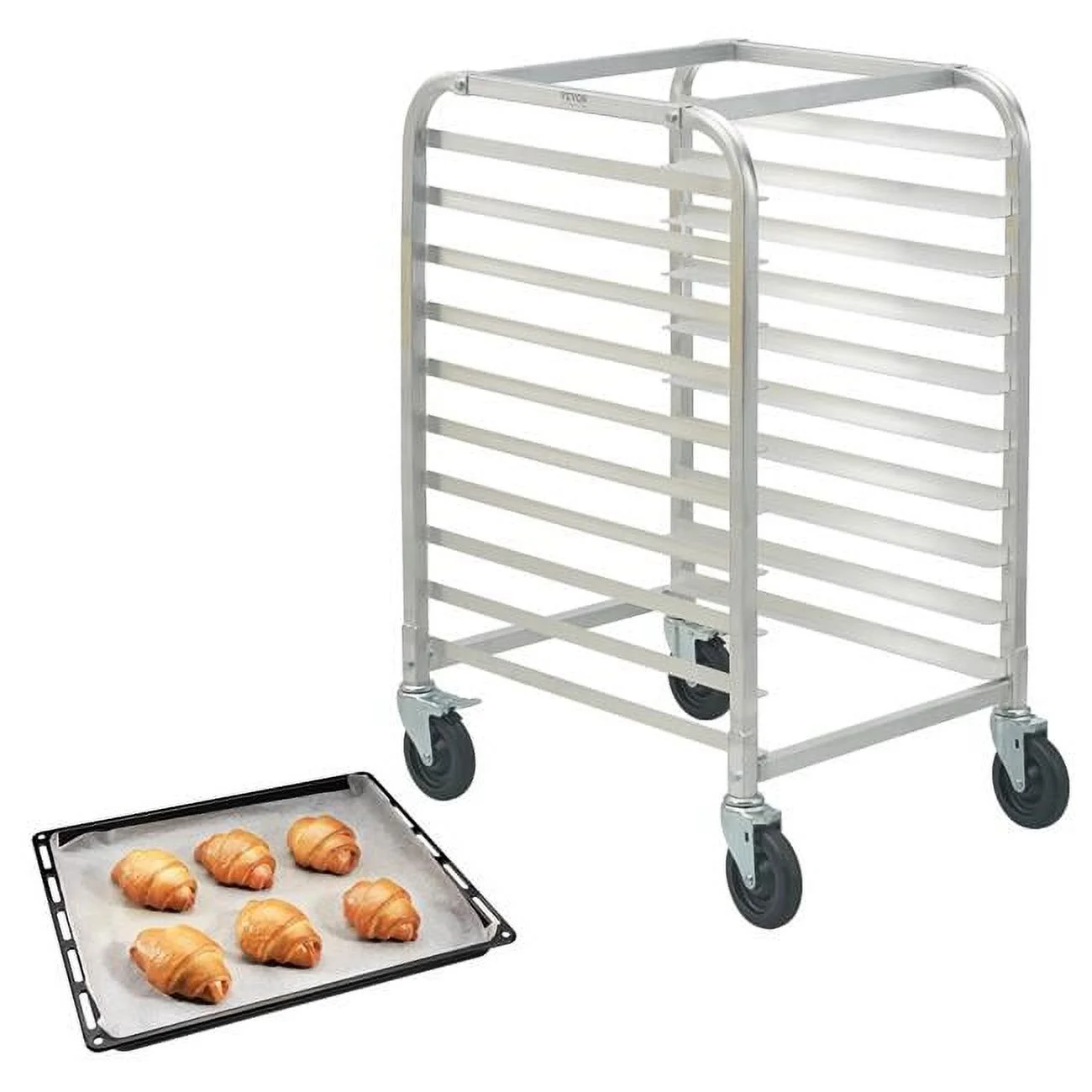 Vevor MBPJLZCCHC1058T4RV0 26 x 20.3 x 39 in. 10-Tier Commercial Bakery Racks with Brake Wheels