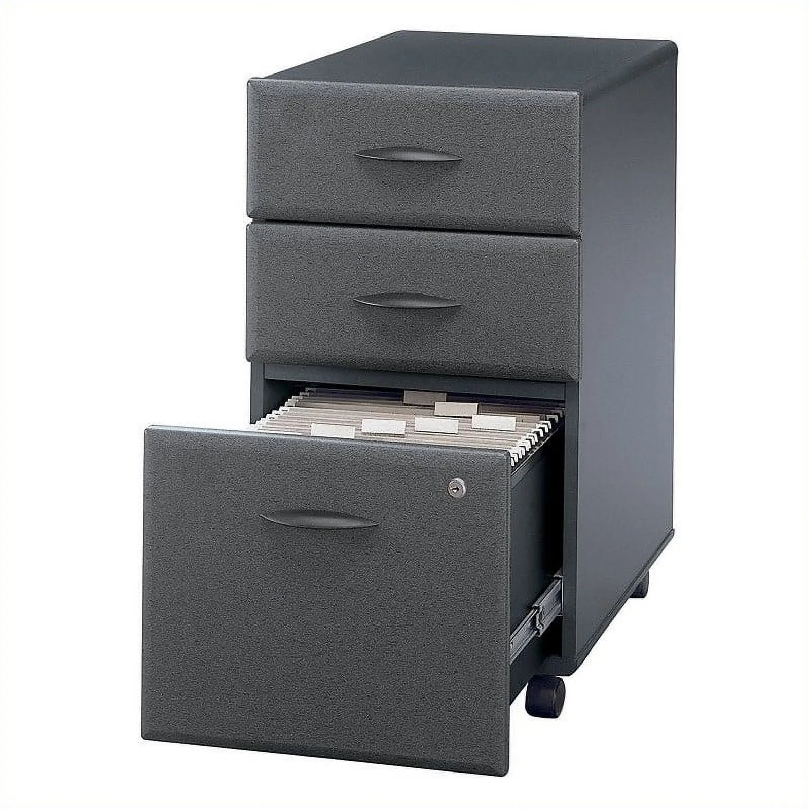 Home Square 3 Drawer Wood Mobile Filing Cabinet Set in Slate (Set of 2)