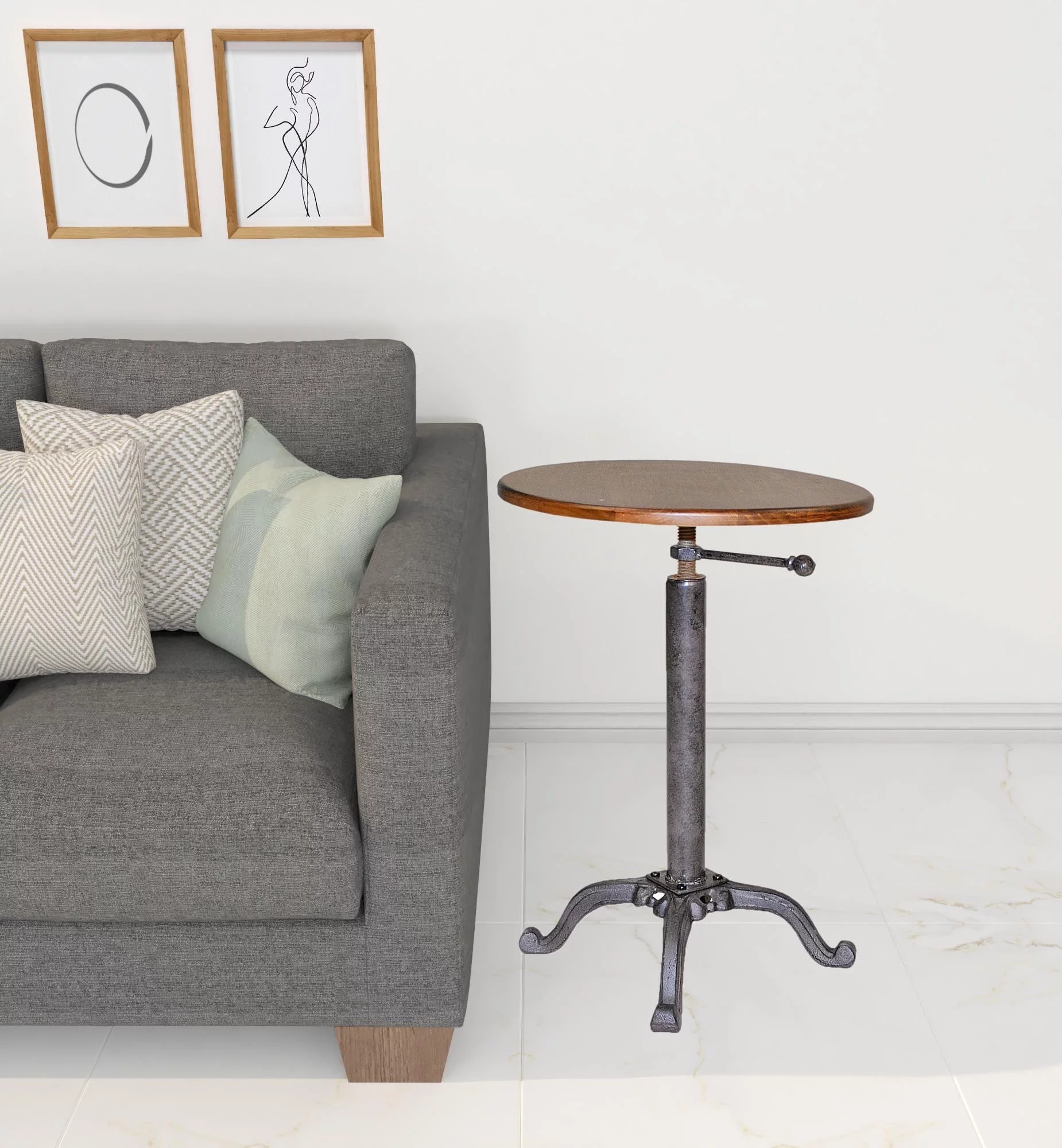 HomeRoots 493234 22 x 18 x 18 in. Industrial & Chestnut Solid Wood Round End Table