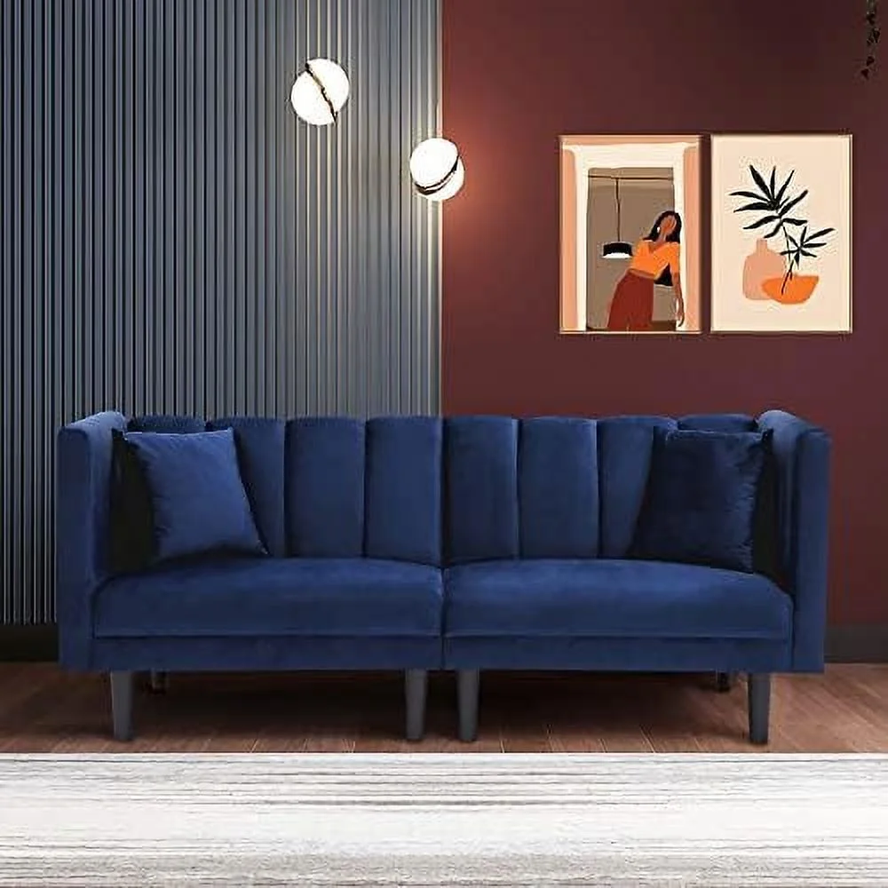 YPDCHB Modern Velvet Fabric Sofa Bed Futon with 2 Pillows Couch with 3 Adjustable Angles Convertible Small Loveseat Folding Sleeper Sofa Bed for Compact Living Spaces Bedroom Apartment Of