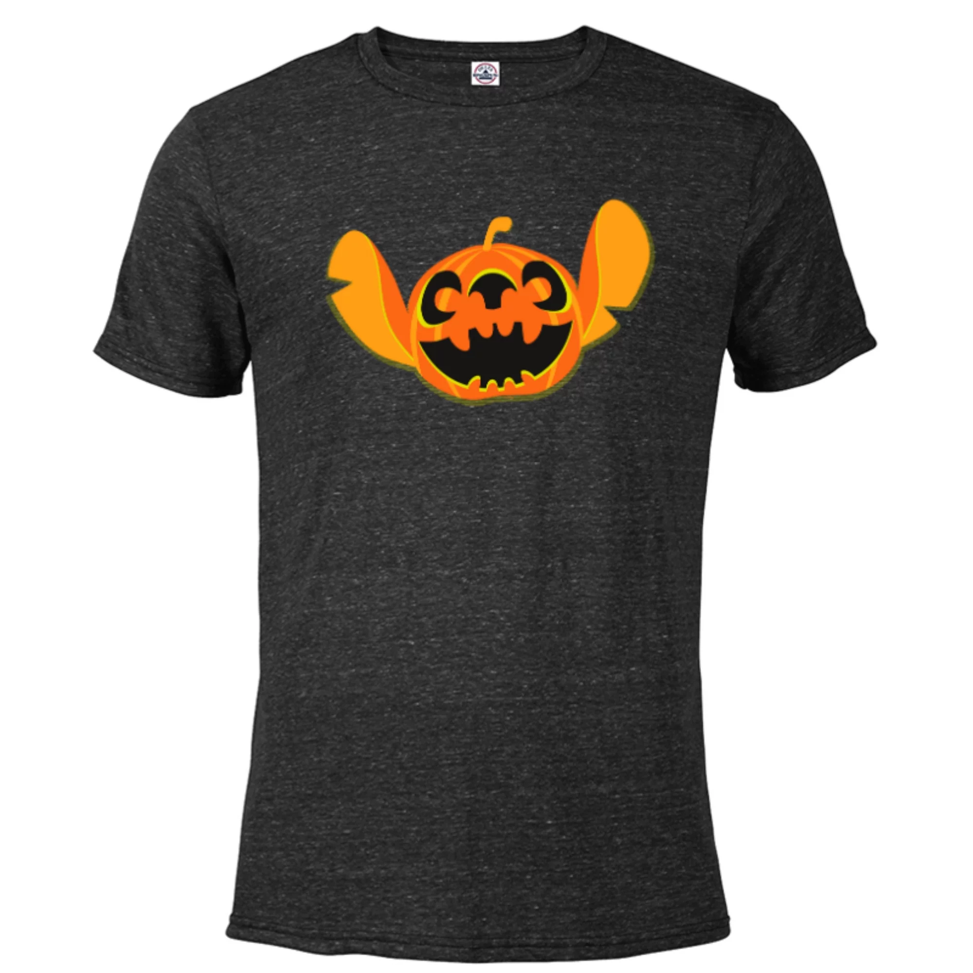 Disney Stitch Jack-O’-Lantern Halloween - Short Sleeve Blended T-Shirt for Adults - Customized-Black Snow Heather