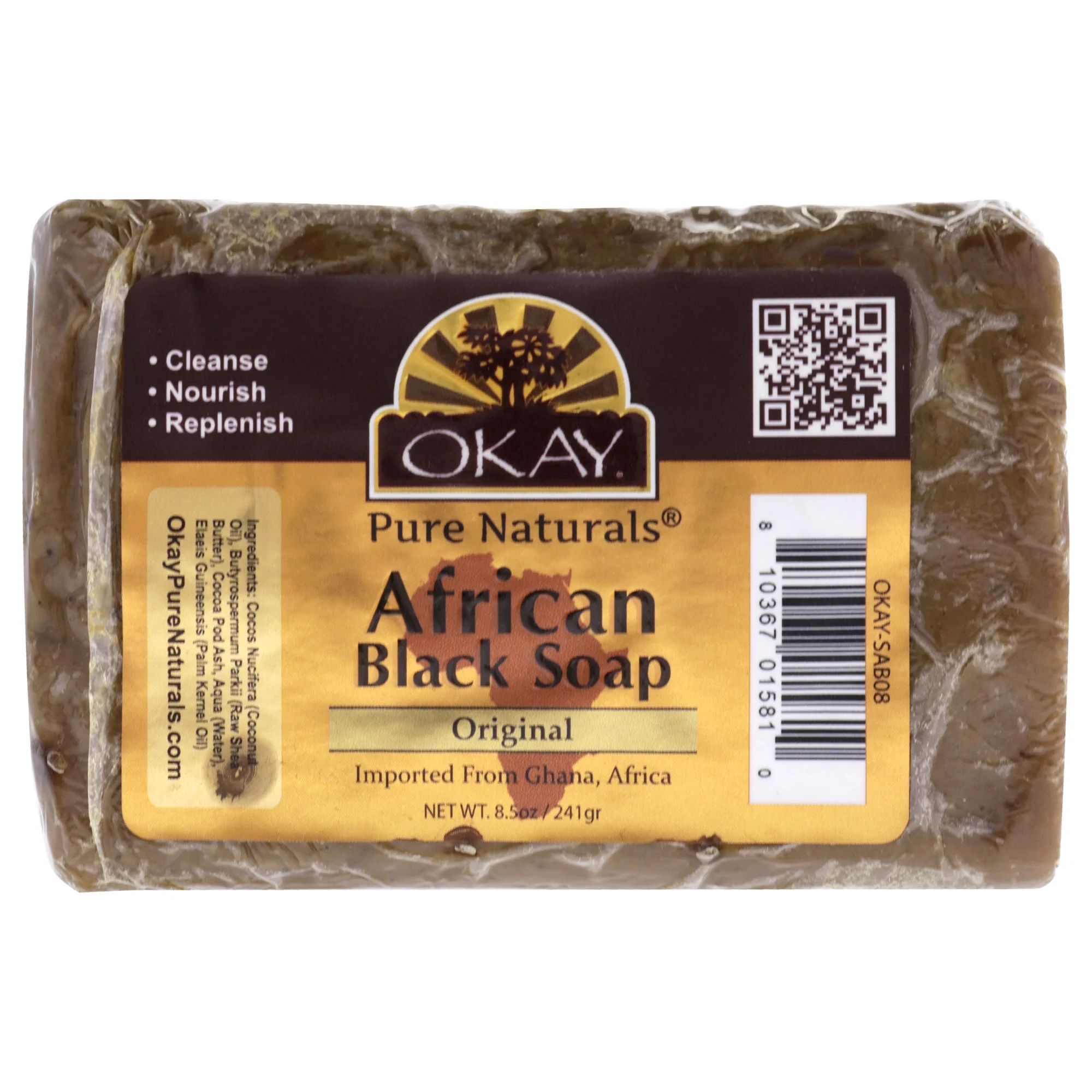 Okay Pure Naturals African Black Bar Soap, Original, 8.5 oz (241 g)