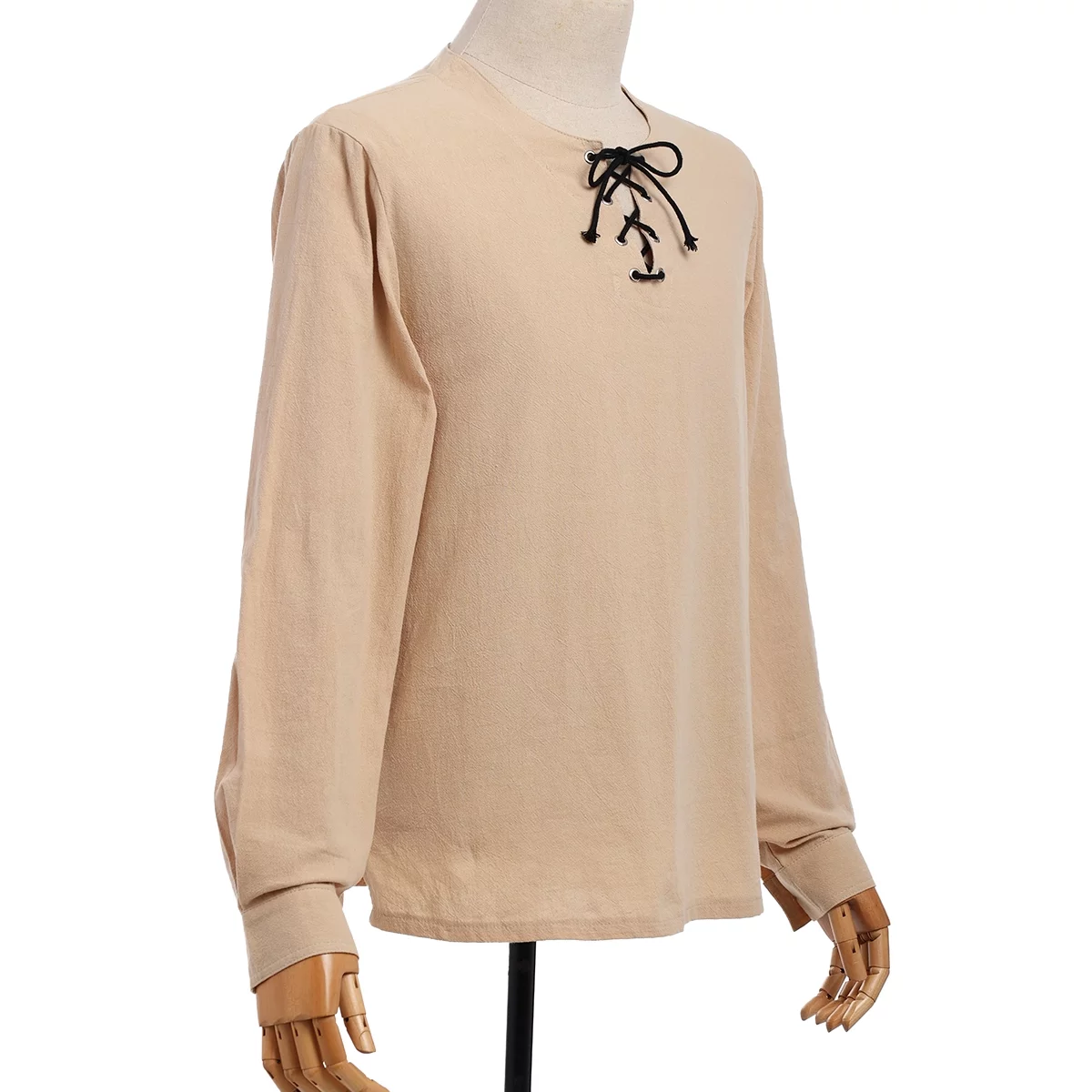 BLESSUME Mens Pirate Shirt Vampire Renaissance Medieval Medieval Viking Pirate Linen Top Shirt Cosplay Lace-Up Tee