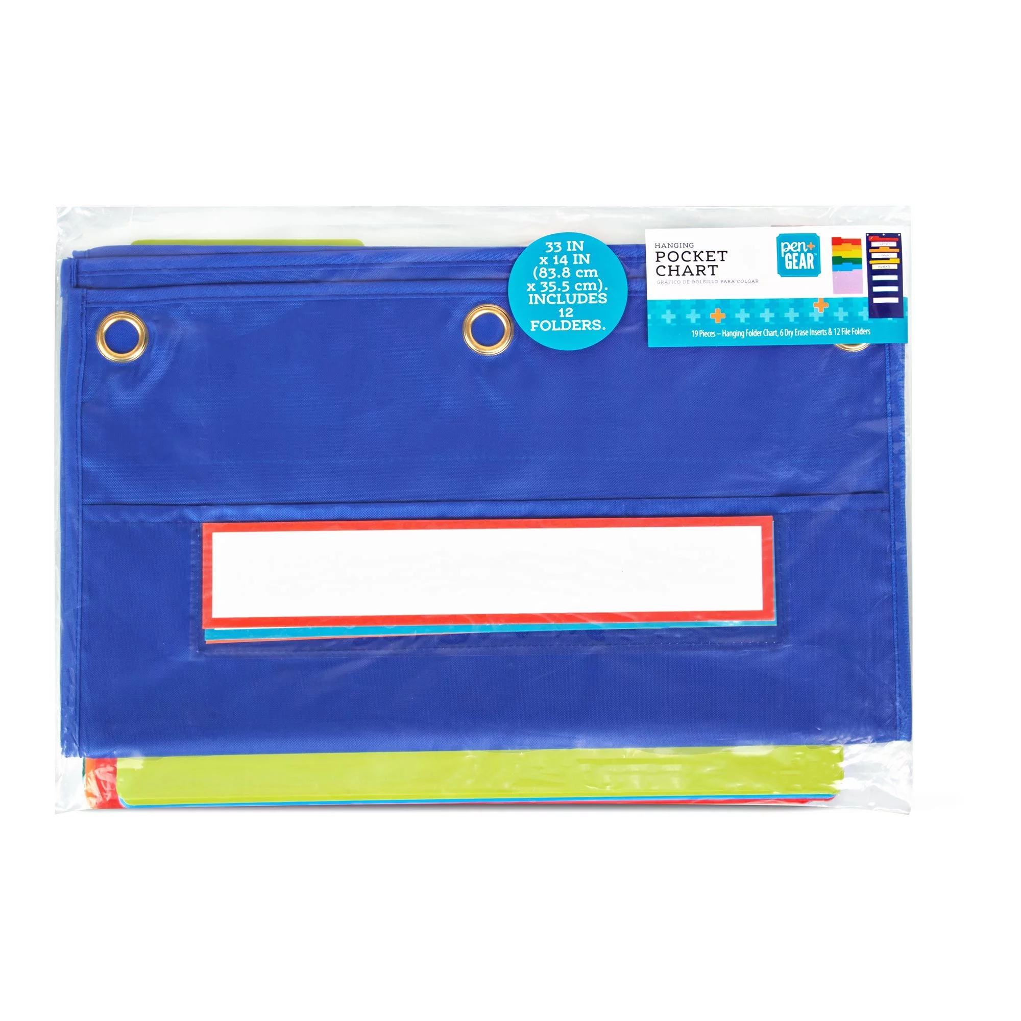 Pen + Gear Dry Erase Turn-in Pocket Chart with Folders, 6 Pockets with 6 Folders