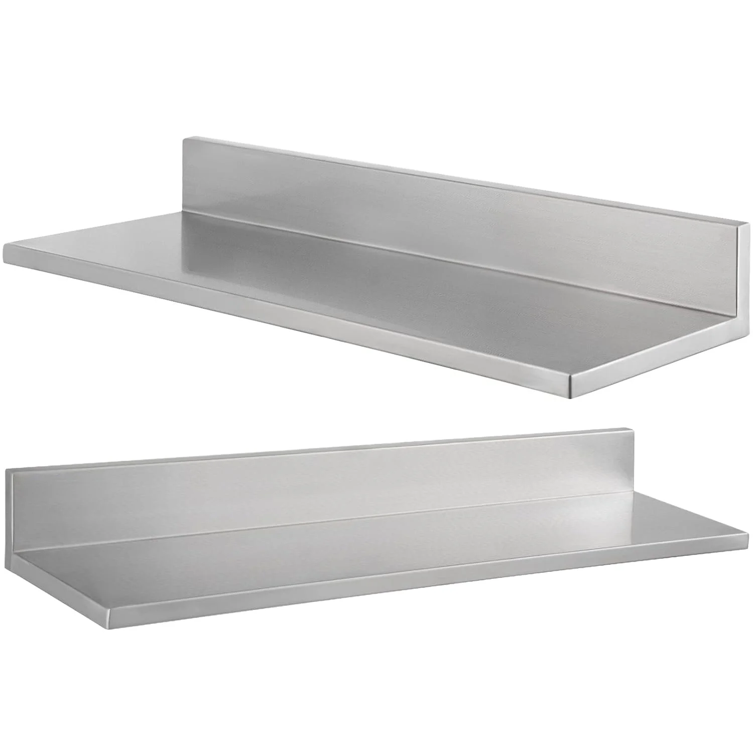 Stainless Steel Wall Shelf, 8.6'' x 24'', 44 lbs Load Heavy Duty Commercial Wall Mount Shelving w/Backsplash for Restaurant, Home, Kitchen, Hotel, Laundry Room, Bar (2 Packs)