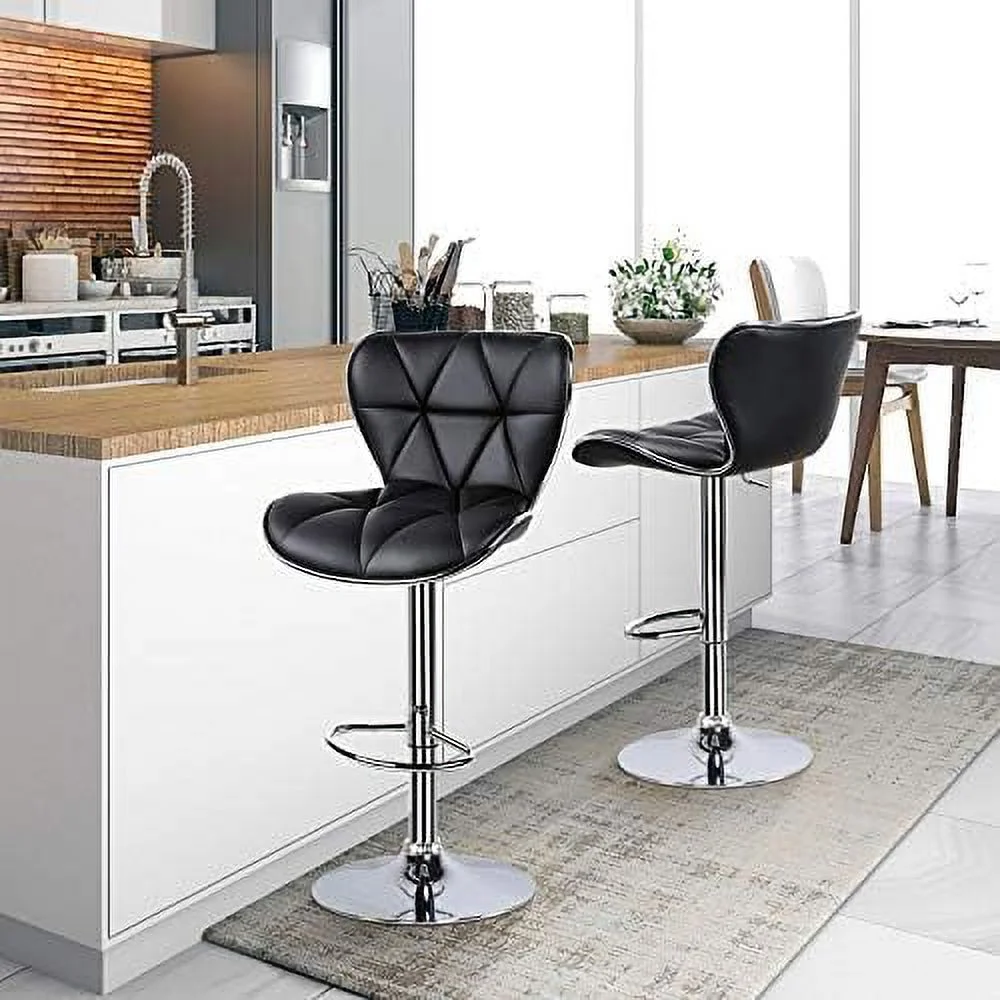 NLTBONNIE stools  Adjustable  Stools PU Leather Swivel  Stools with Shell Back Black Pub Chairs Counter Height for Home Kitchen  Retro Brown
