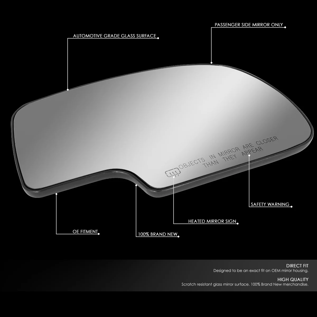 DNA Motoring SMP-057-R For 1999 to 2007 Chevy Tahoe Silverado GMC Yukon/Sierra Right Side Door Rear View Mirror Glass Replacement Lens w/Heater 00 01 02 03 04 05 06