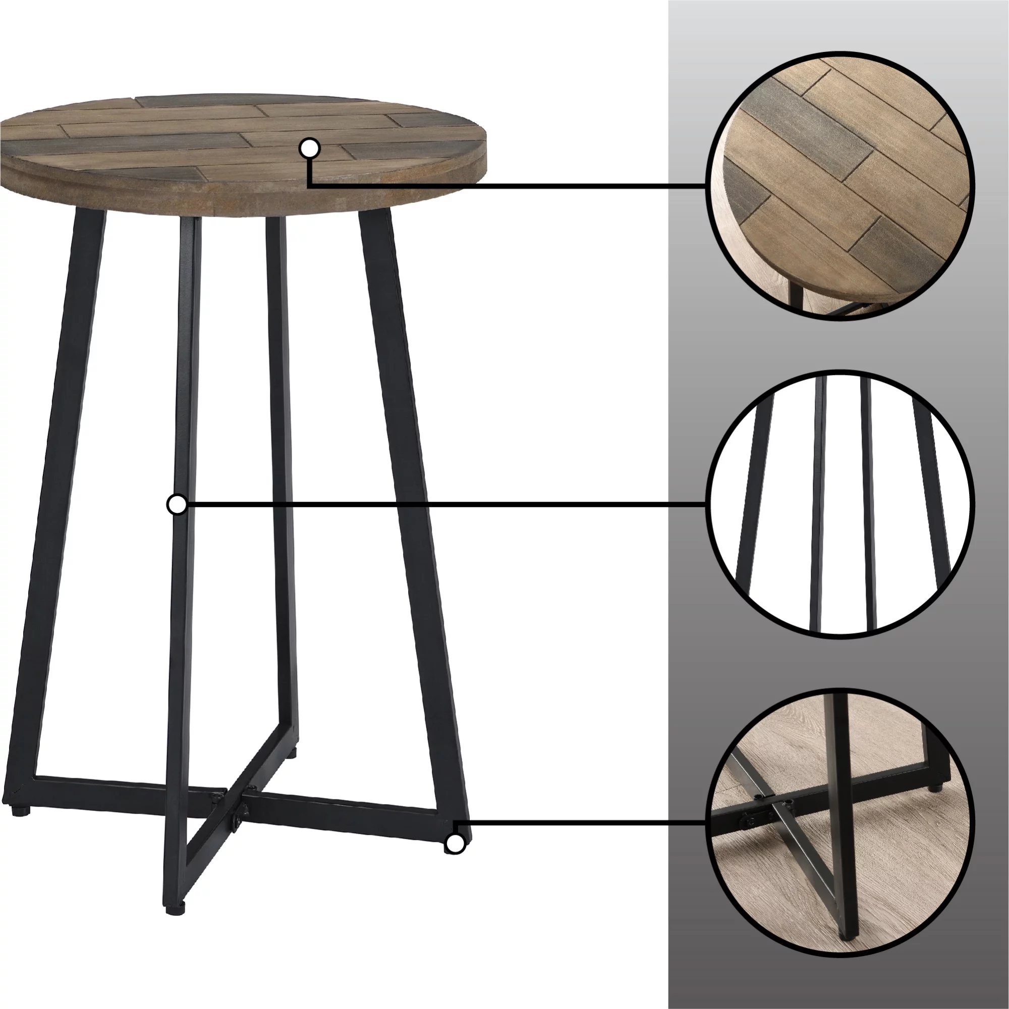 FirsTime & Co. Brown Miles Shiplap End Table, Farmhouse, Painted, Round, Metal, 16 x 16 x 22 in
