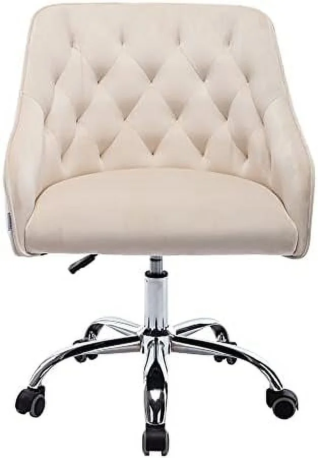 TQJKLFDY Velvet Home Office Desk Chair ° Swivel Accent Chair Comfy Upholstered Vanity Chair Ergonomic Task Chair with Seat Height Adjustable Armchair and Metal Base  Roller Wheels Comput