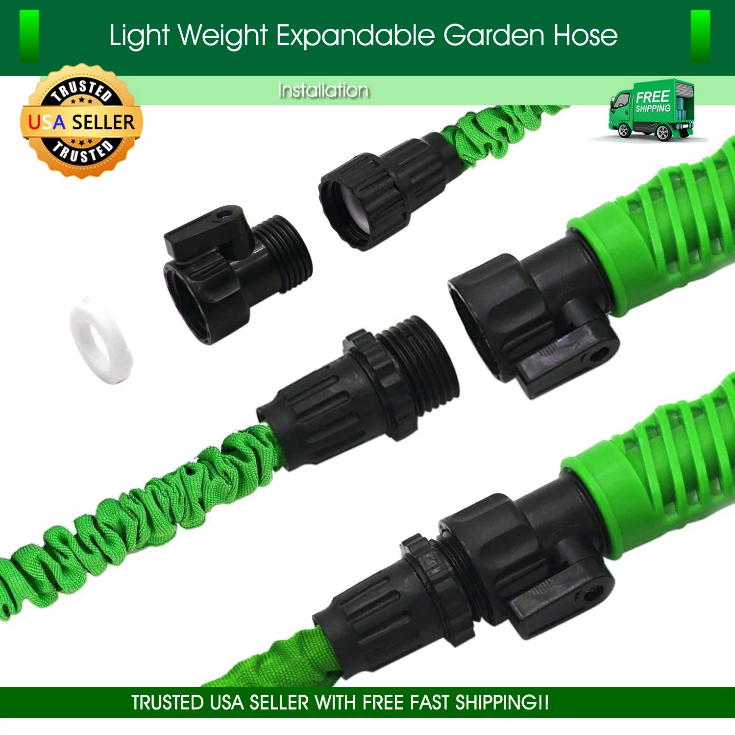Garden Hose 75 feet Expandable Green Lightweight Heavy Duty Flexible Water Hose