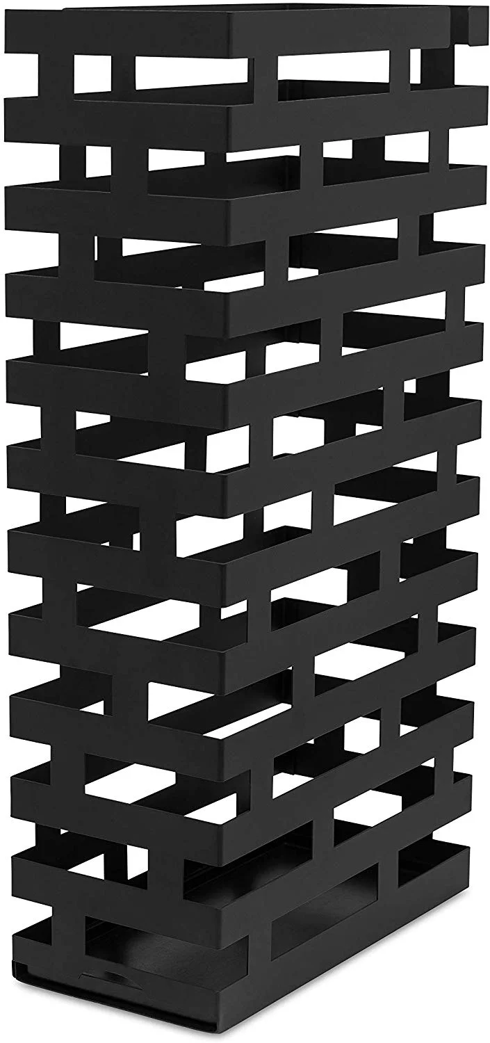 BirdRock Home Umbrella Holder Stand with Removable Water Tray - Line Design - Black