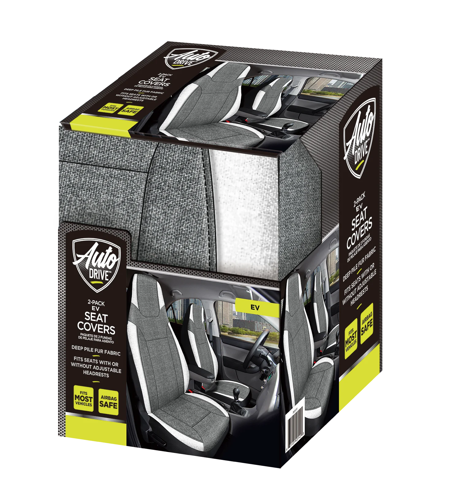 Auto Drive 2Piece Electric Vehicle & Car Seat Cover Polyester White - Universal Fit, 23SC85