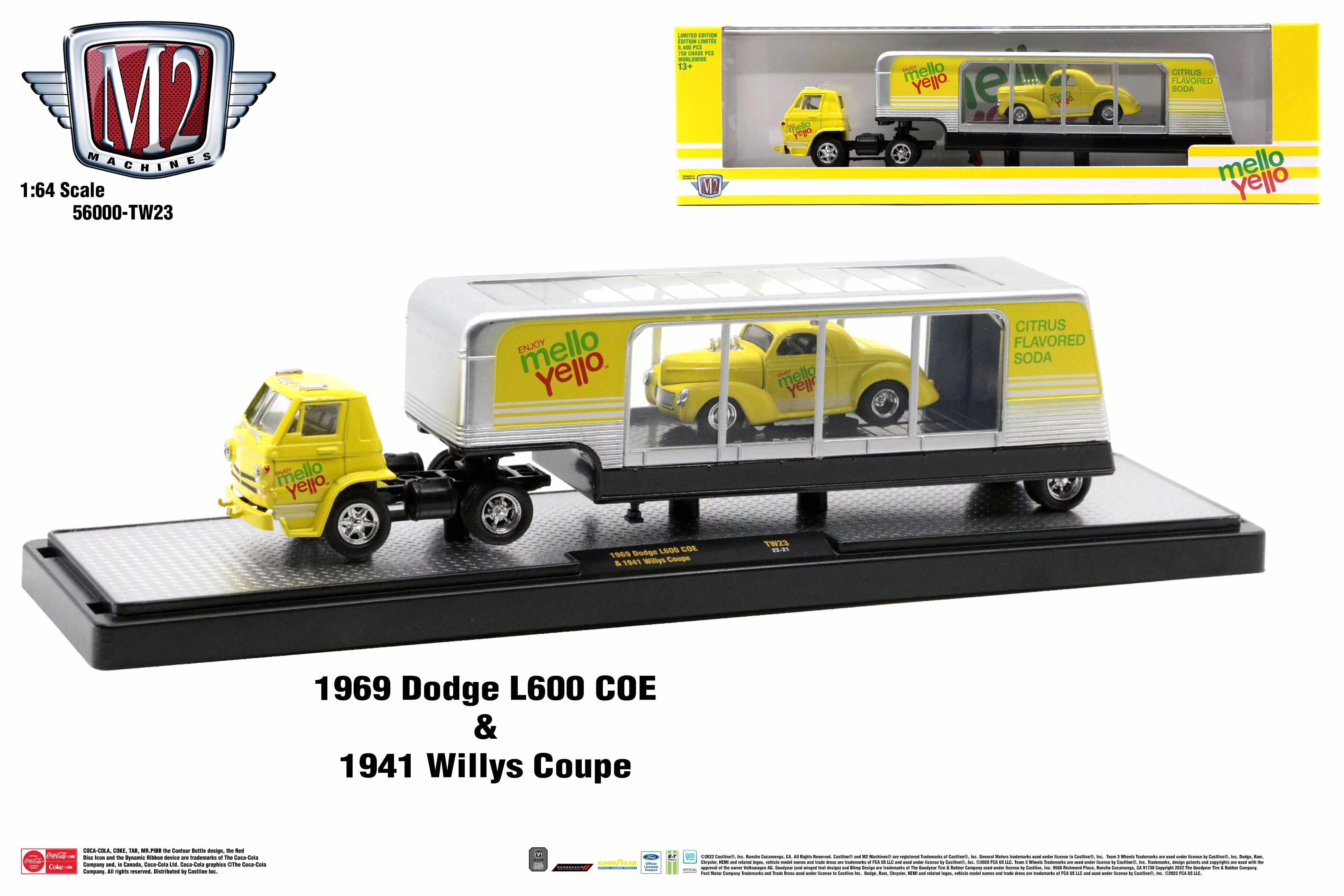 M2 Machines Auto Hauler Tw23 1969 Dodge L600 Coe & 1941 Willys Coupe