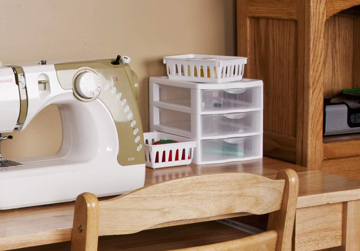 Small 3 Drawer Unit, White Frame with Clear Drawers, 6-Pack